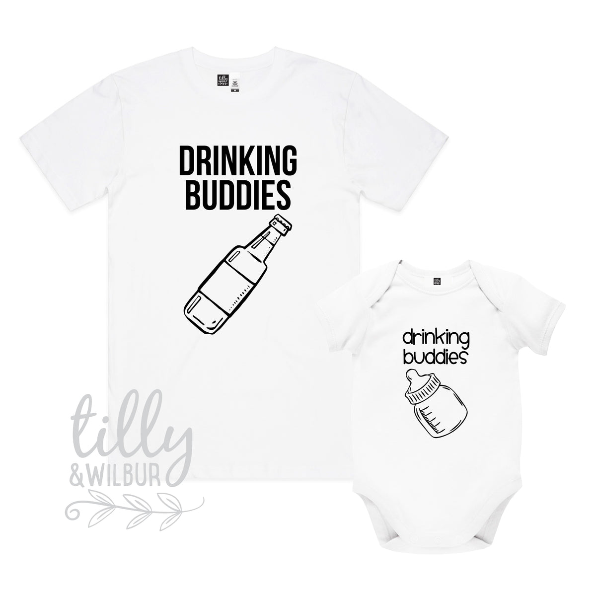 *MORE COLOURS AVAILABLE* Drinking Buddies Beer Matching Shirt &amp; Bodysuit