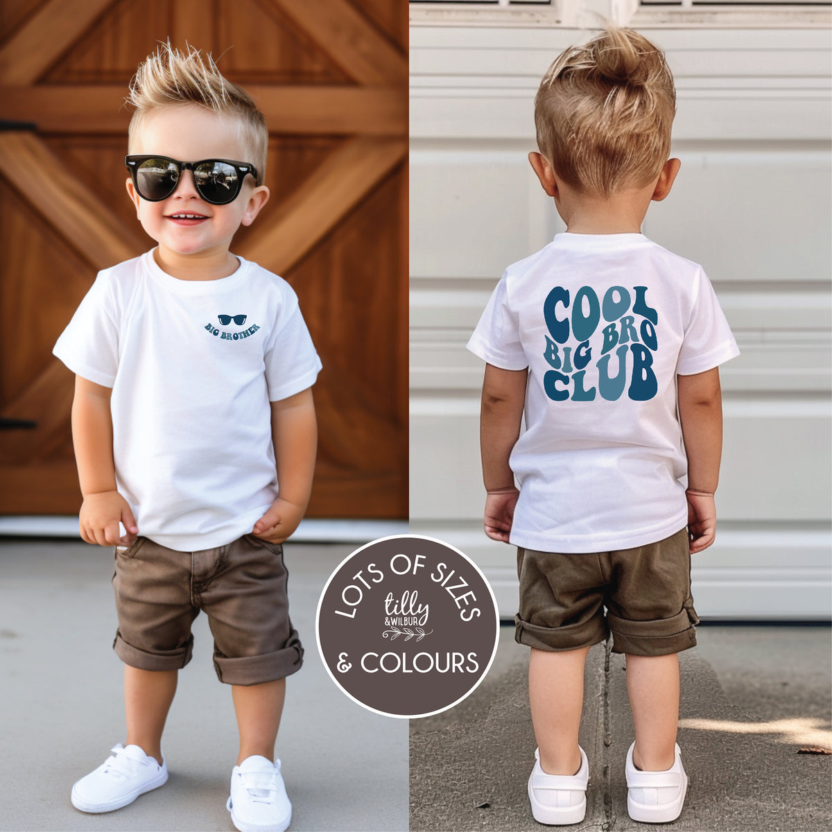 Cool Big Bro Club T-Shirt, Big Brother T-Shirt, Front And Back, Matching Big Bro Lil Bro, Big Brother Little Brother, Pregnancy Announcement