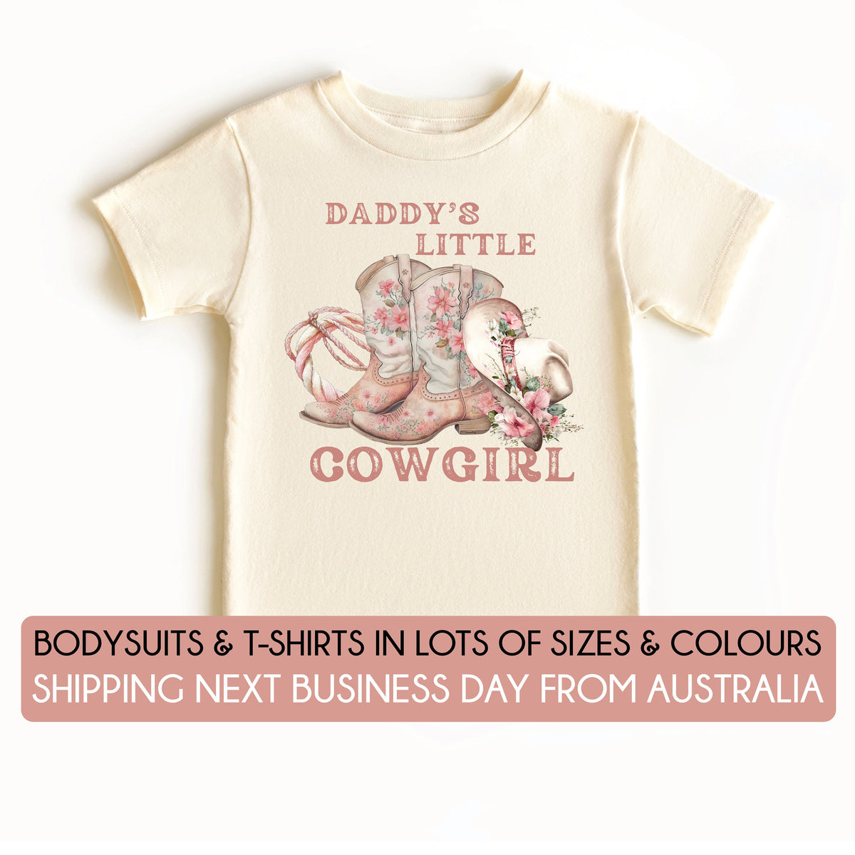 Daddy&#39;s Little Cowgirl T-Shirt, Daddy&#39;s Little Cowgirl Bodysuit, Western Theme, Cowboy Boots, Father&#39;s Day T-Shirt, 1st Father&#39;s Day Outfit