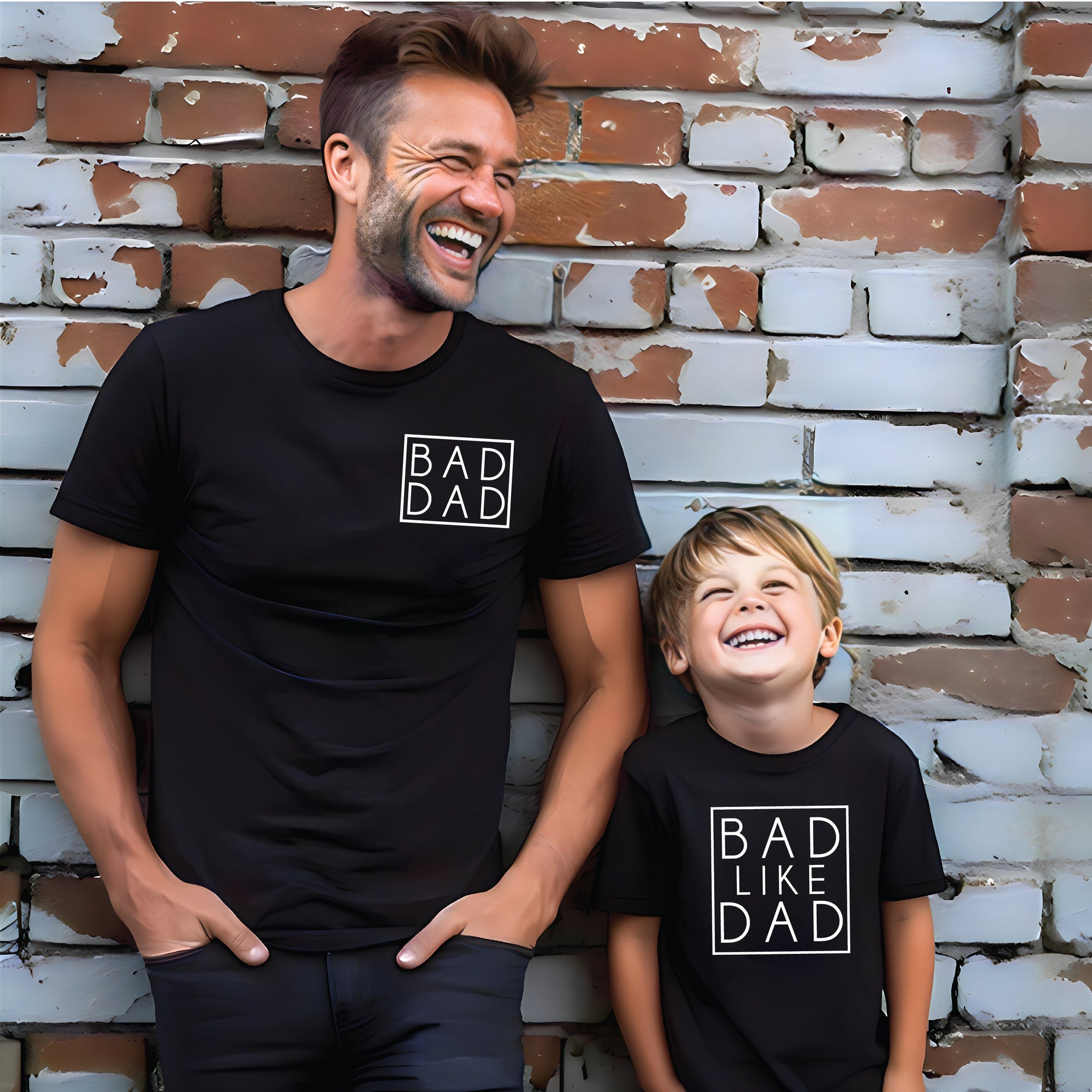 Bad Dad And Bad Like Dad Matching Shirts, Matching Dad And Baby, Matching Dad And Kid, Father's Day Gift, Newborn Gift, Bad Dad T-Shirt