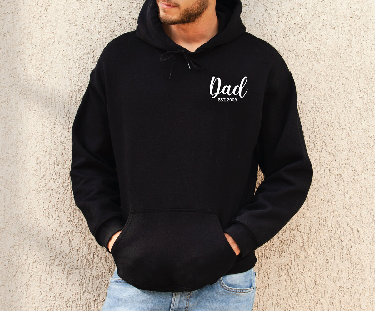 Dad Hoodie, Dad Est Sweatshirt, 1st Father&#39;s Day Gift, Personalised Dad Gift, Dad Life Jumper, New Dad Gift, Father&#39;s Day Jumper