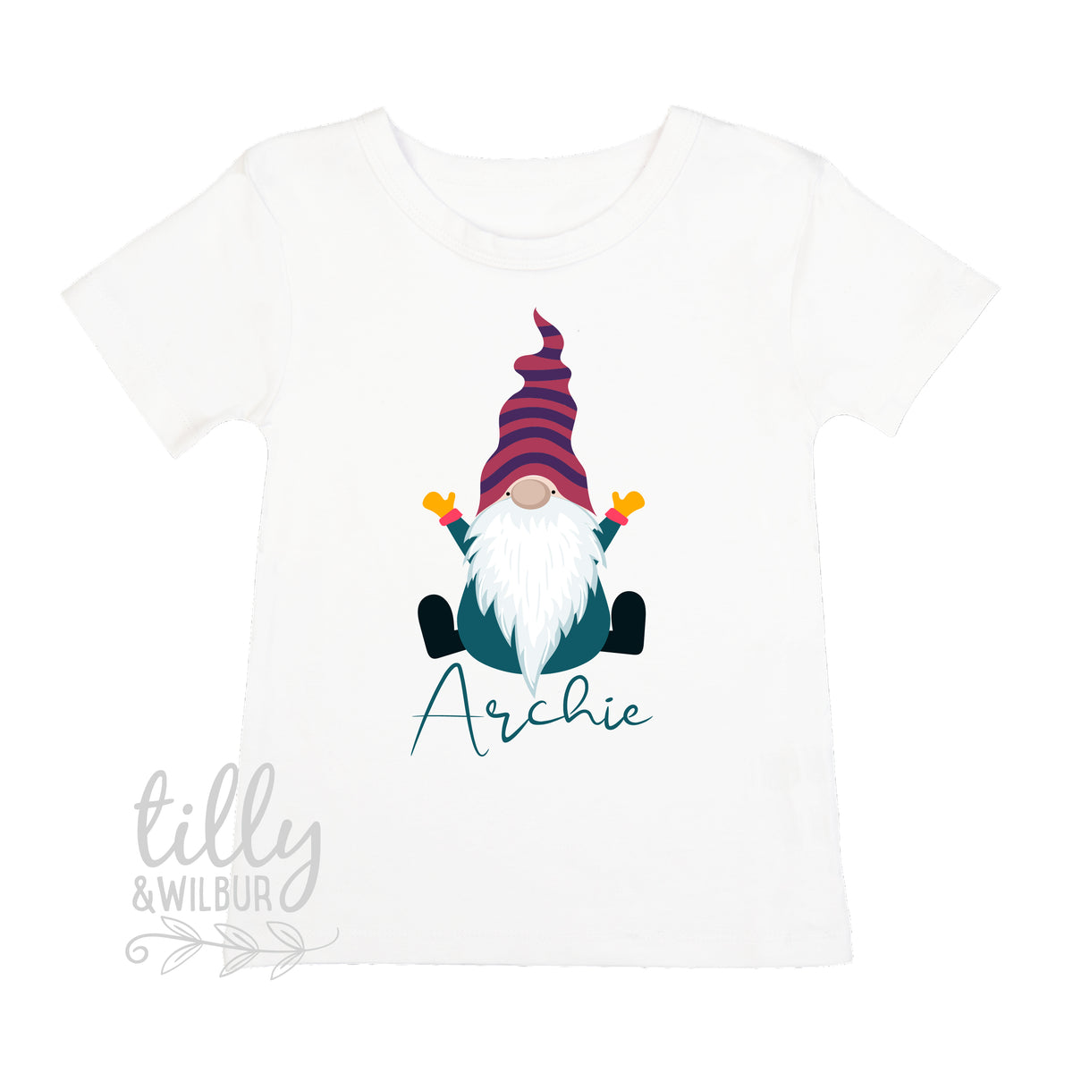 Personalised Christmas Gnome T-Shirt For Boys