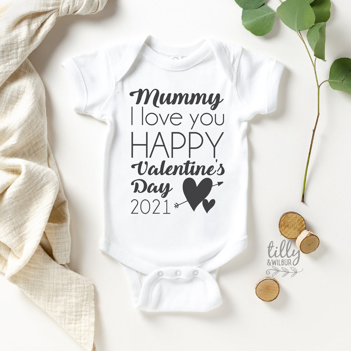 Mummy I Love You Happy Valentine&#39;s Day 2024 Baby Bodysuit