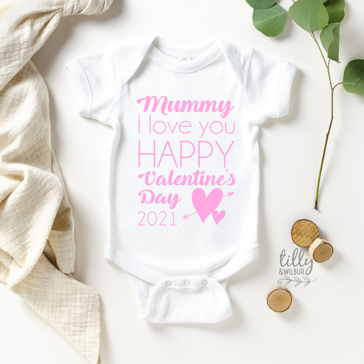 Mummy I Love You Happy Valentine&#39;s Day 2024 Baby Bodysuit