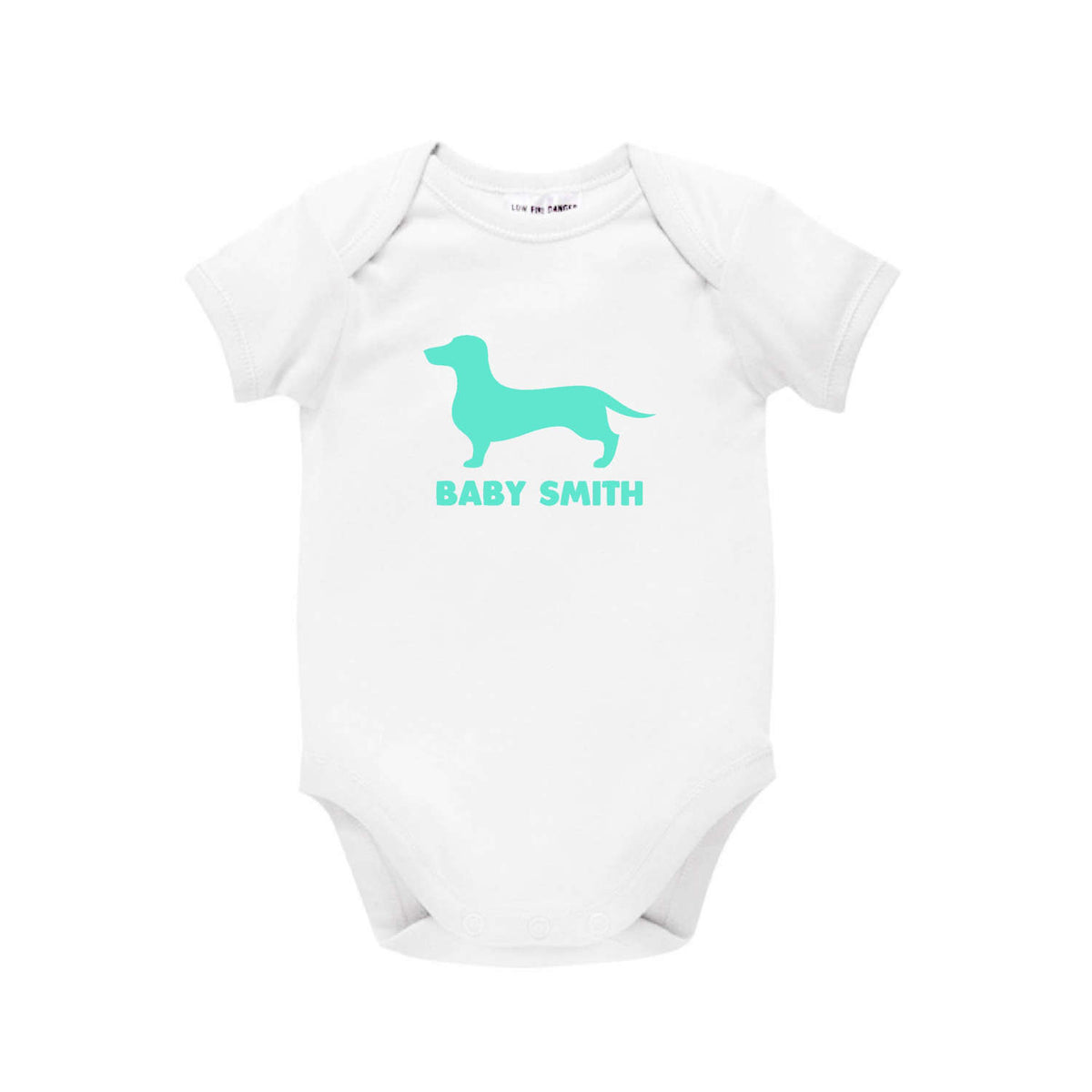 Personalised Dachshund Baby Bodysuit, Sausage Dog Clothing, Wiener Romper, Weiner Baby Shower, Unisex Dachshund Clothing, U-W-BS