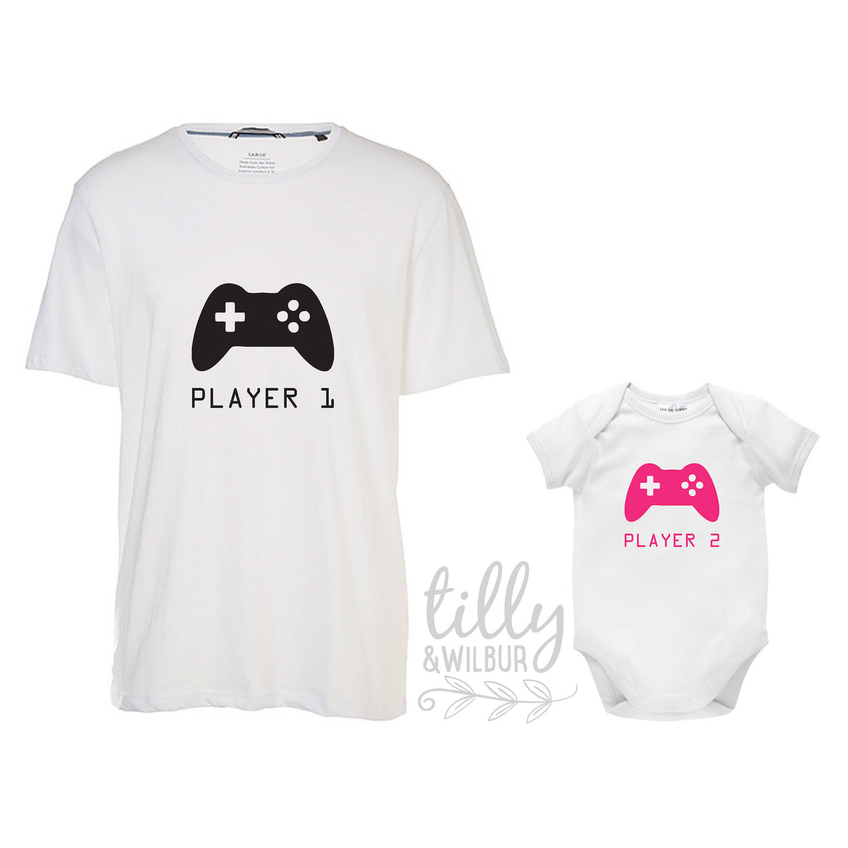 Player 1 Player 2, Father Daughter Matching Shirts, Matching Dad Baby, Twin Outfits, Sibling Set, Gaming, Father&#39;s Day Gift, Daddy Daughter