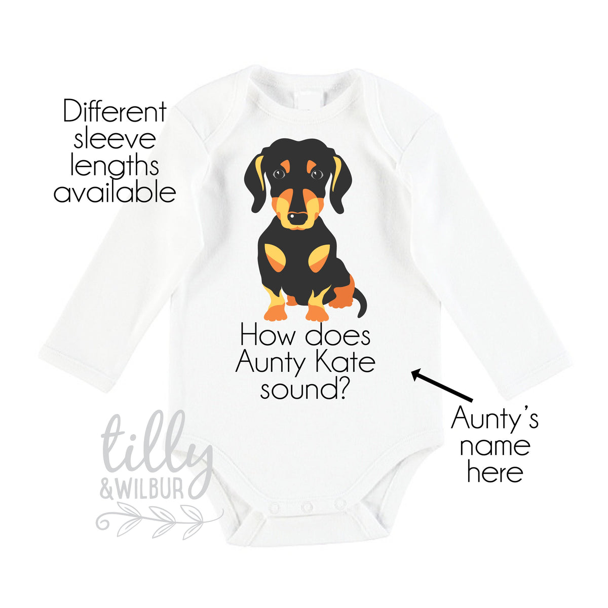 How Does Aunty Sound? Personalised Pregnancy Announcement, You&#39;re Going To Be An Auntie For Sister Aunt Auntie, Dachshund Sausage Dog