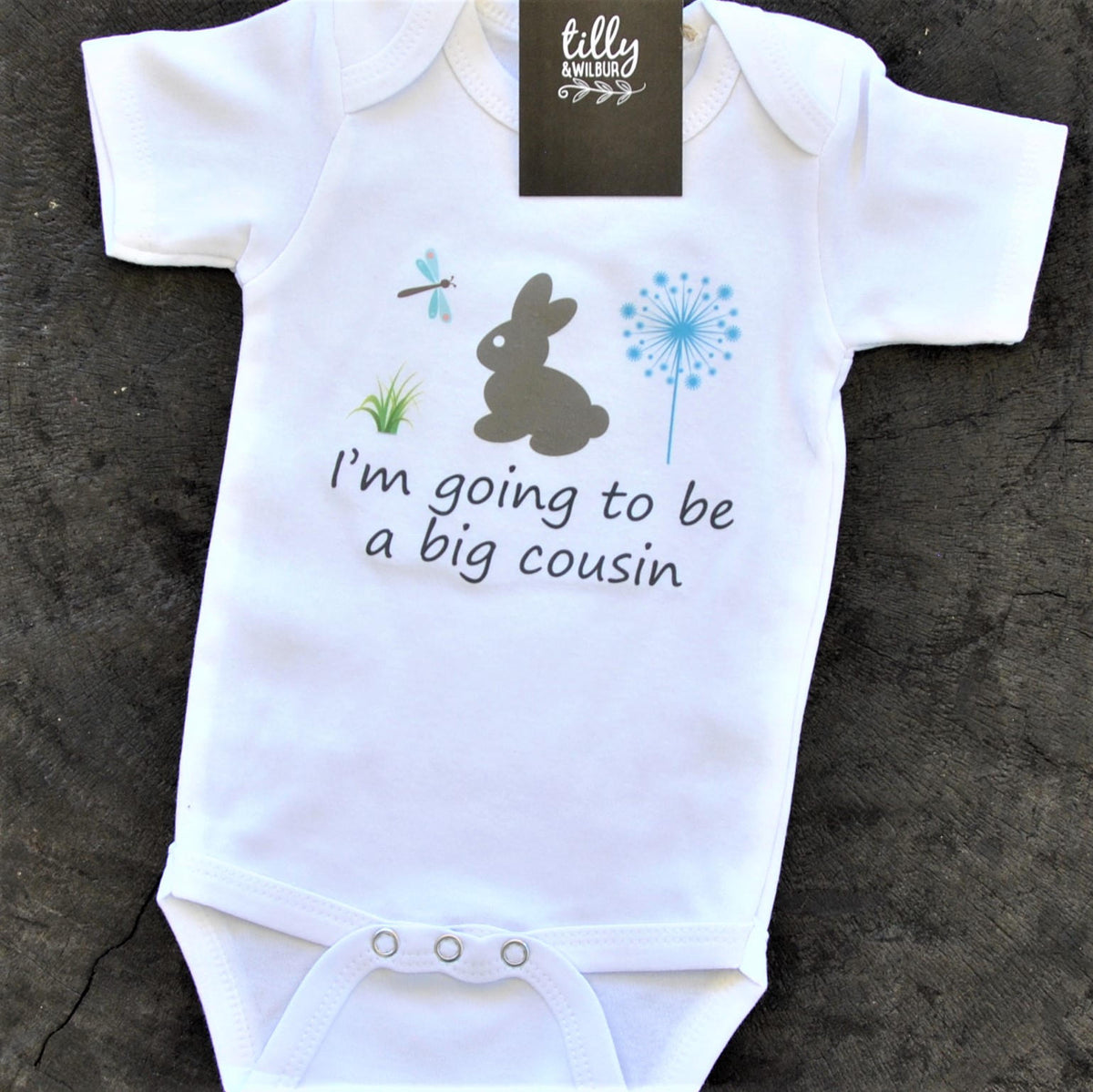 I&#39;m Going To Be A Big Cousin Baby Bodysuit, Bunny Rabbit One-Piece For Baby Girl Or Boy, Baby Clothes, Pregnancy Announcement Romper, U-W-BS