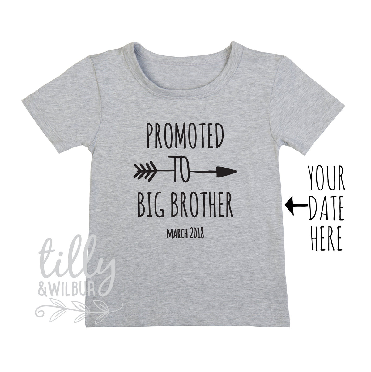 Promoted To Big Brother T-Shirt For Boys, Personalised Due Date, Big Brother Shirt, I&#39;m Going To Be A Big Brother, Pregnancy Announcement