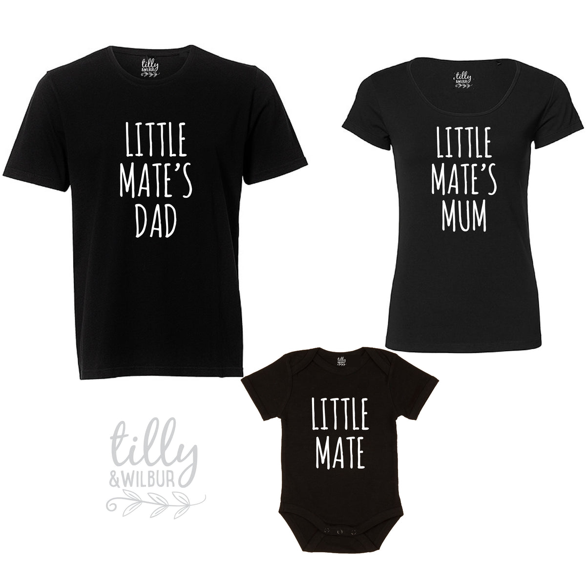 Matchy Matchy Little Mate Set, Little Mate, Little Mate&#39;s Dad, Little Mate&#39;s Mum, Matching Family Outfits, New Baby Gift, New Parents Gift