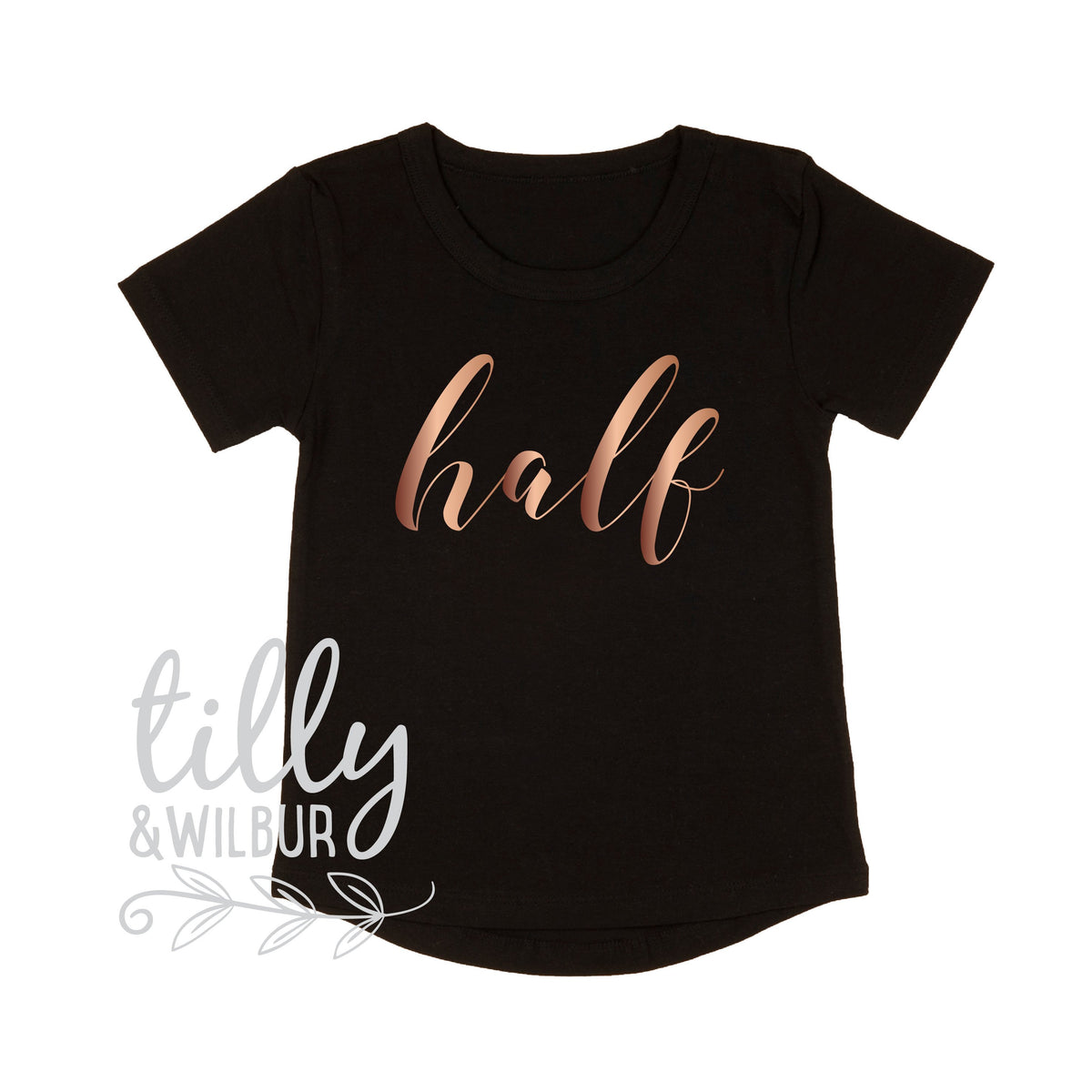 Half Birthday Baby T-Shirt, It&#39;s My Half Birthday, Script Design, Rose Gold, Baby Girl&#39;s Clothing, 6 Month Photoshoot Outfit, Milestone