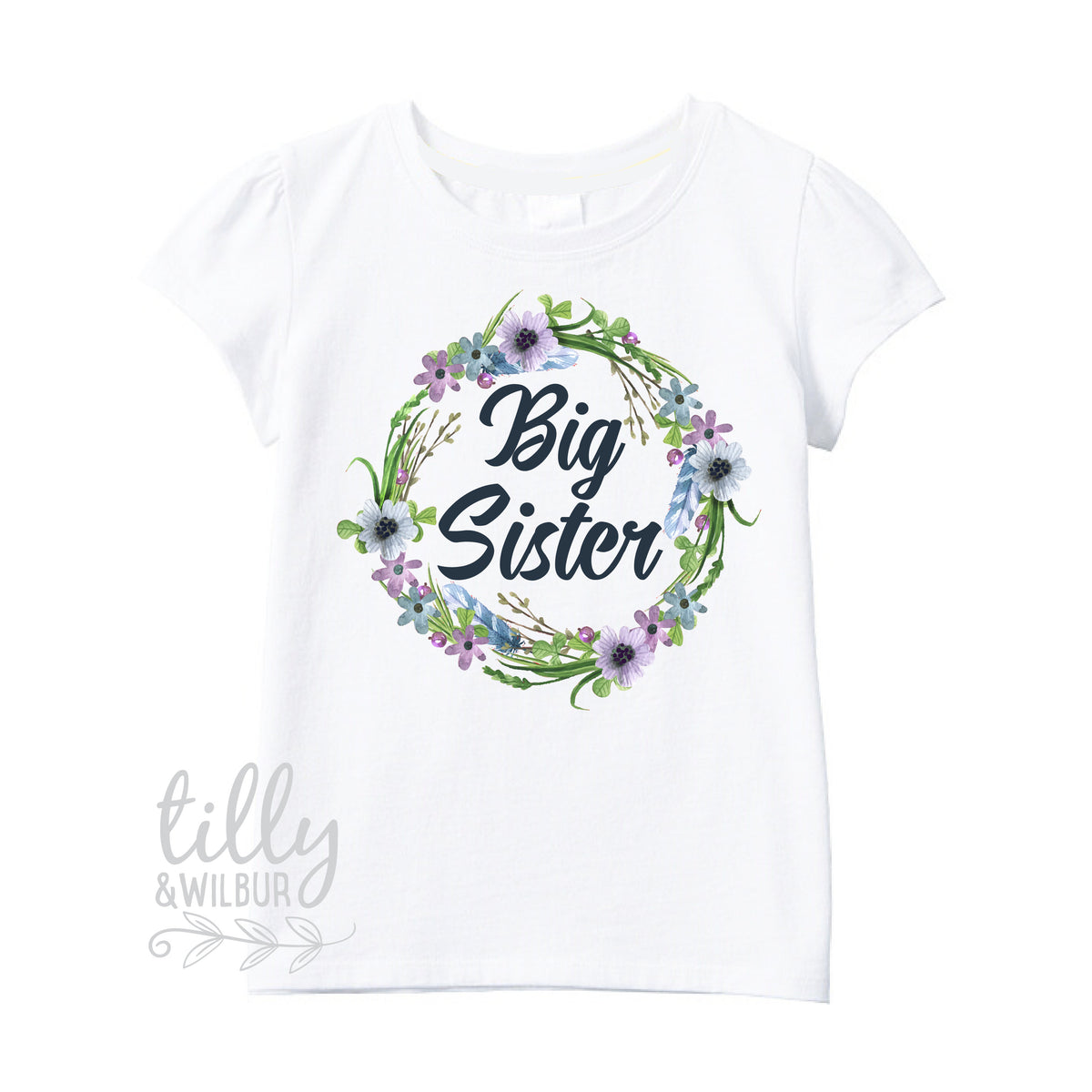 I&#39;m Going To Be A Big Sister T-Shirt For Girls, Pregnancy Announcement Shirt, Personalised Pregnancy Announcement, Floral Big Sister Design