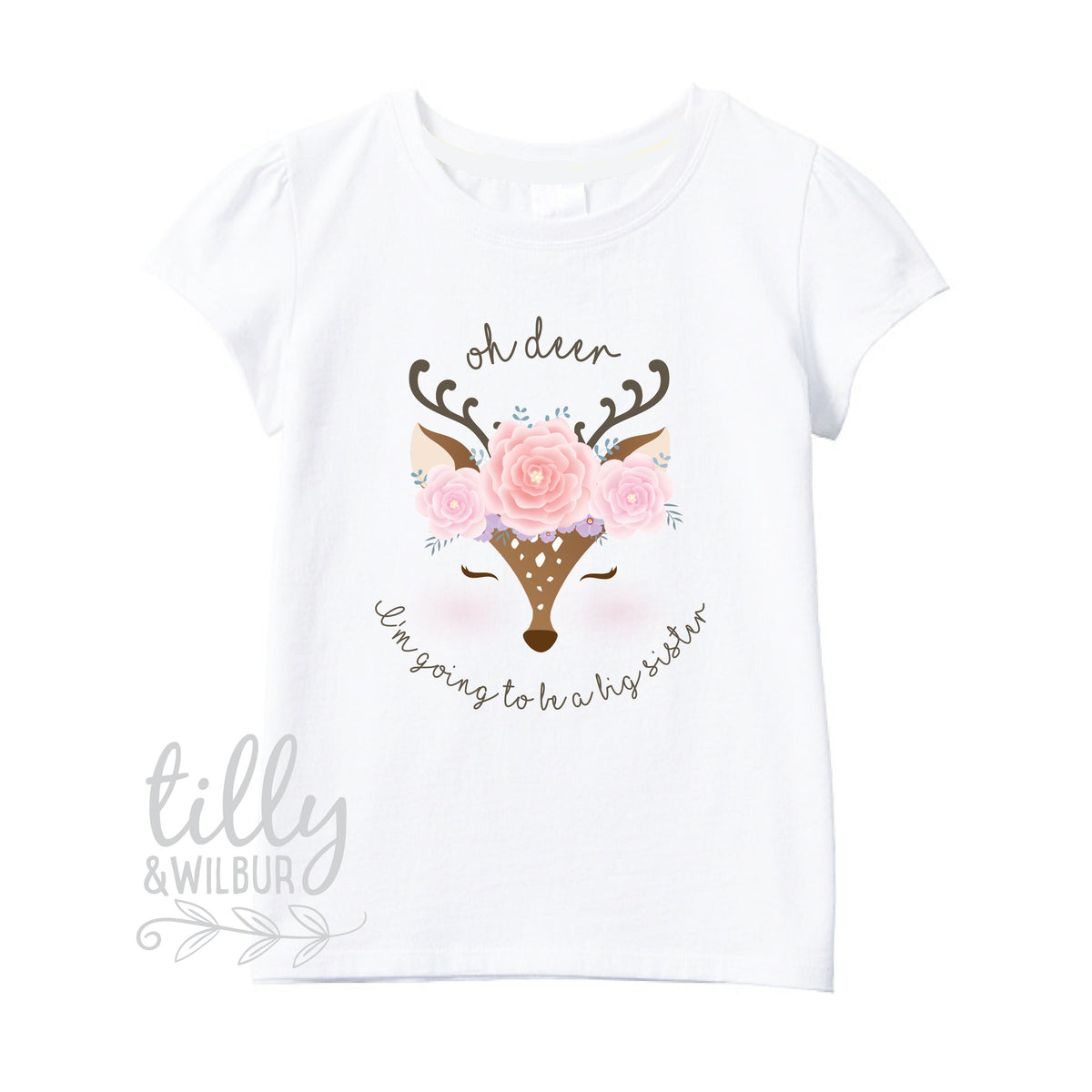 Oh Deer I&#39;m Going To Be A Big Sister T-Shirt For Girls, Pregnancy Announcement Shirt, Pregnancy Announcement, Sister T-Shirt Gift, Deer