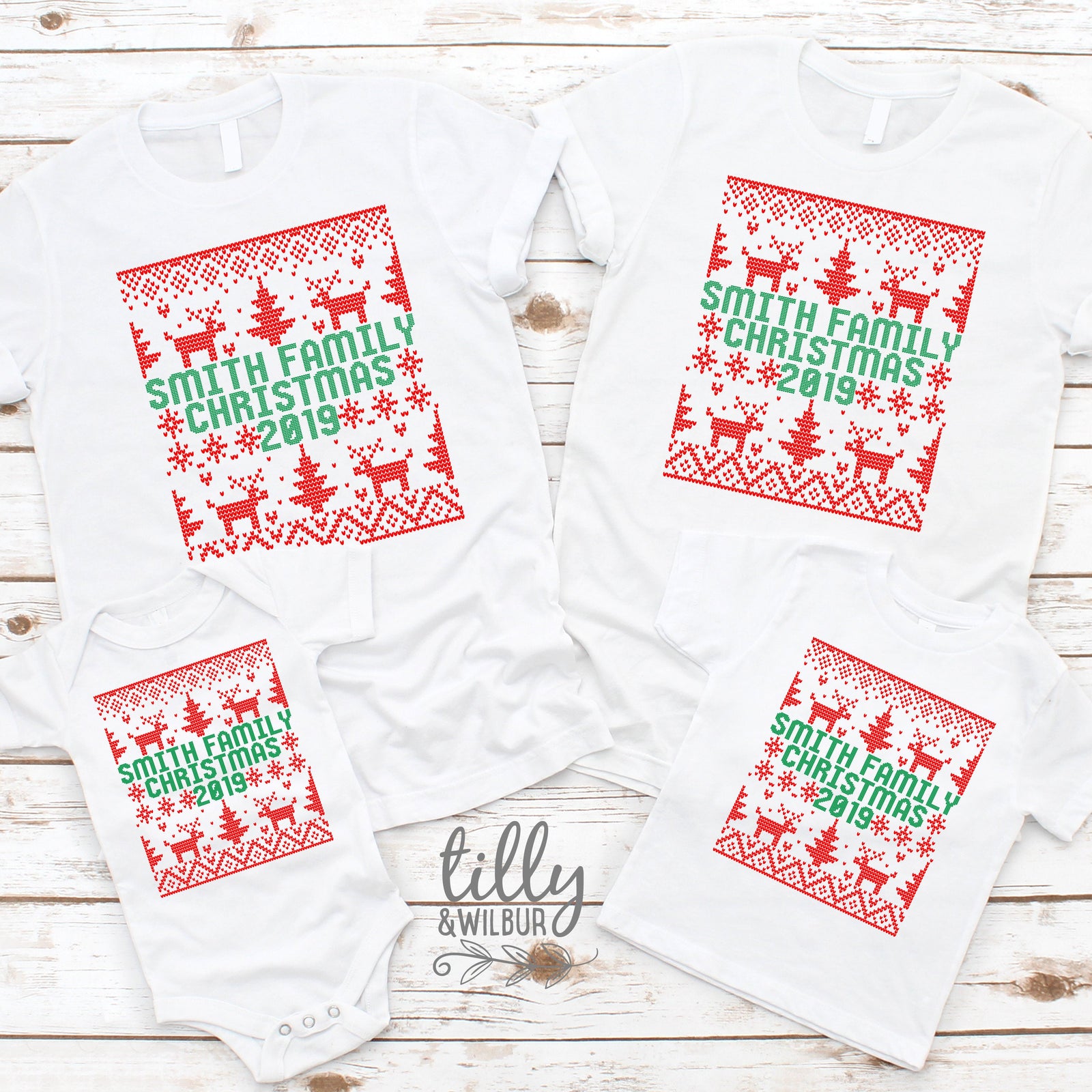 Personalised Family Christmas 2025 Matching T Shirts Matching Christm Tilly Wilbur
