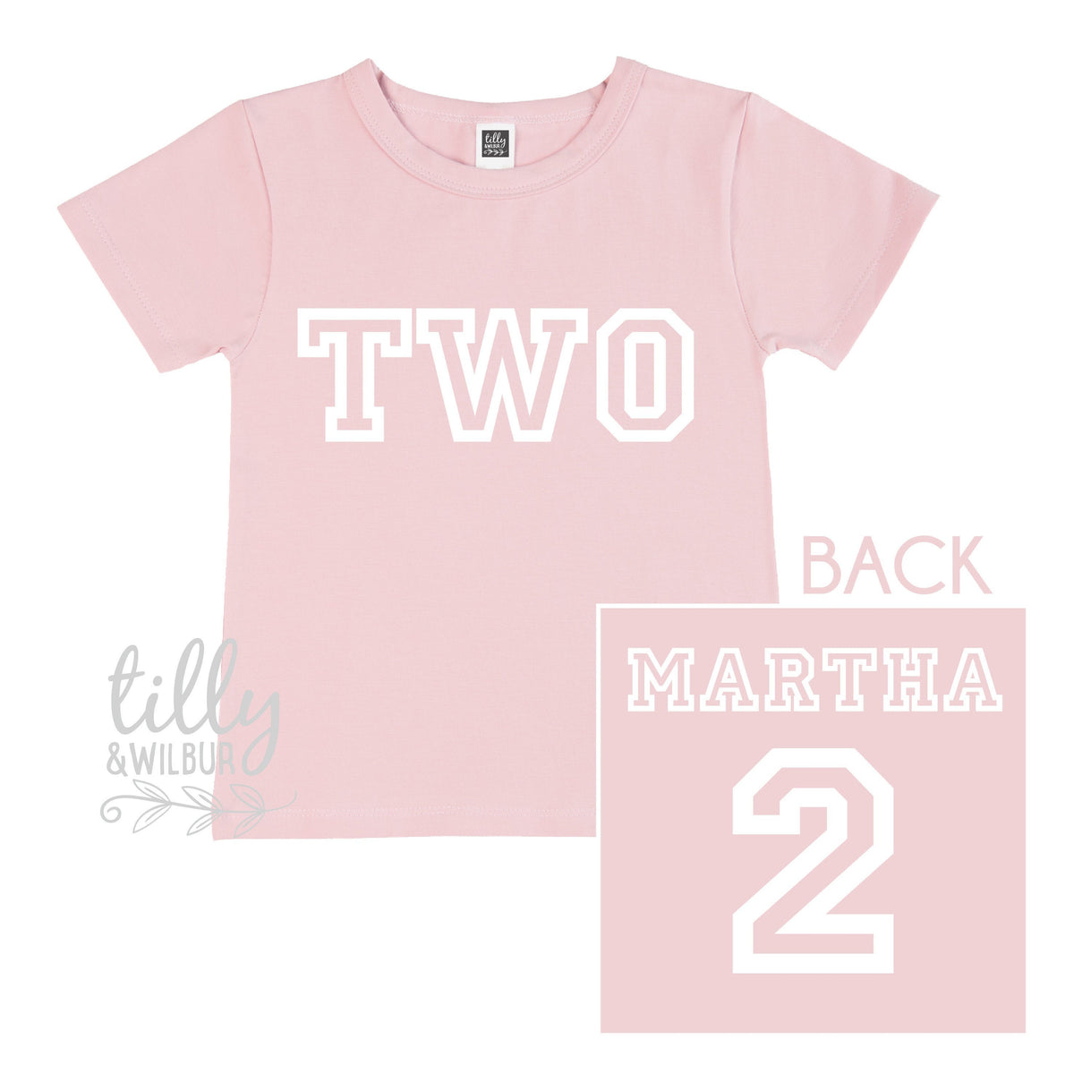 Two Personalised Girls 2nd Birthday T-Shirt, 2nd Birthday Gift, 2 Today Birthday Tee, Name And Number 2 On Back Of Shirt, Cake Smash Outfit