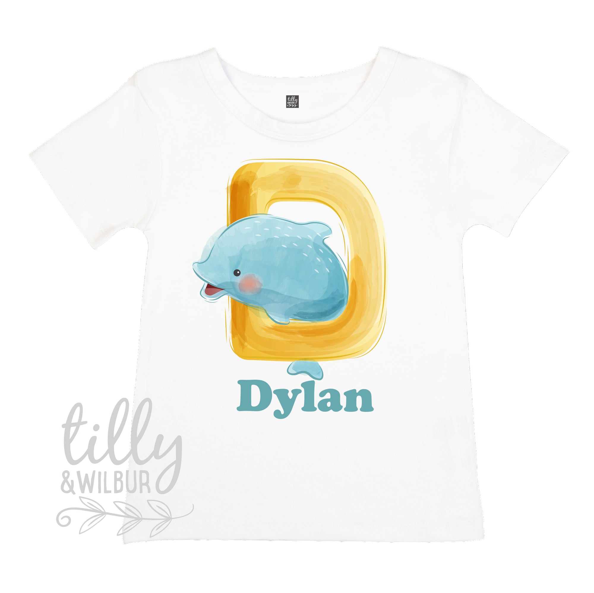 D Is For Dolphin Personalised T-Shirt For Boys, Personalised Gift For Boys, Personalised T-Shirt, Personalised Birthday Gift, Boys T-Shirt