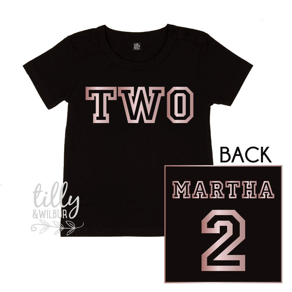 Two Personalised Girls 2nd Birthday T-Shirt, 2nd Birthday Gift, 2 Today Birthday Tee, Name And Number 2 On Back Of Shirt, Cake Smash Outfit