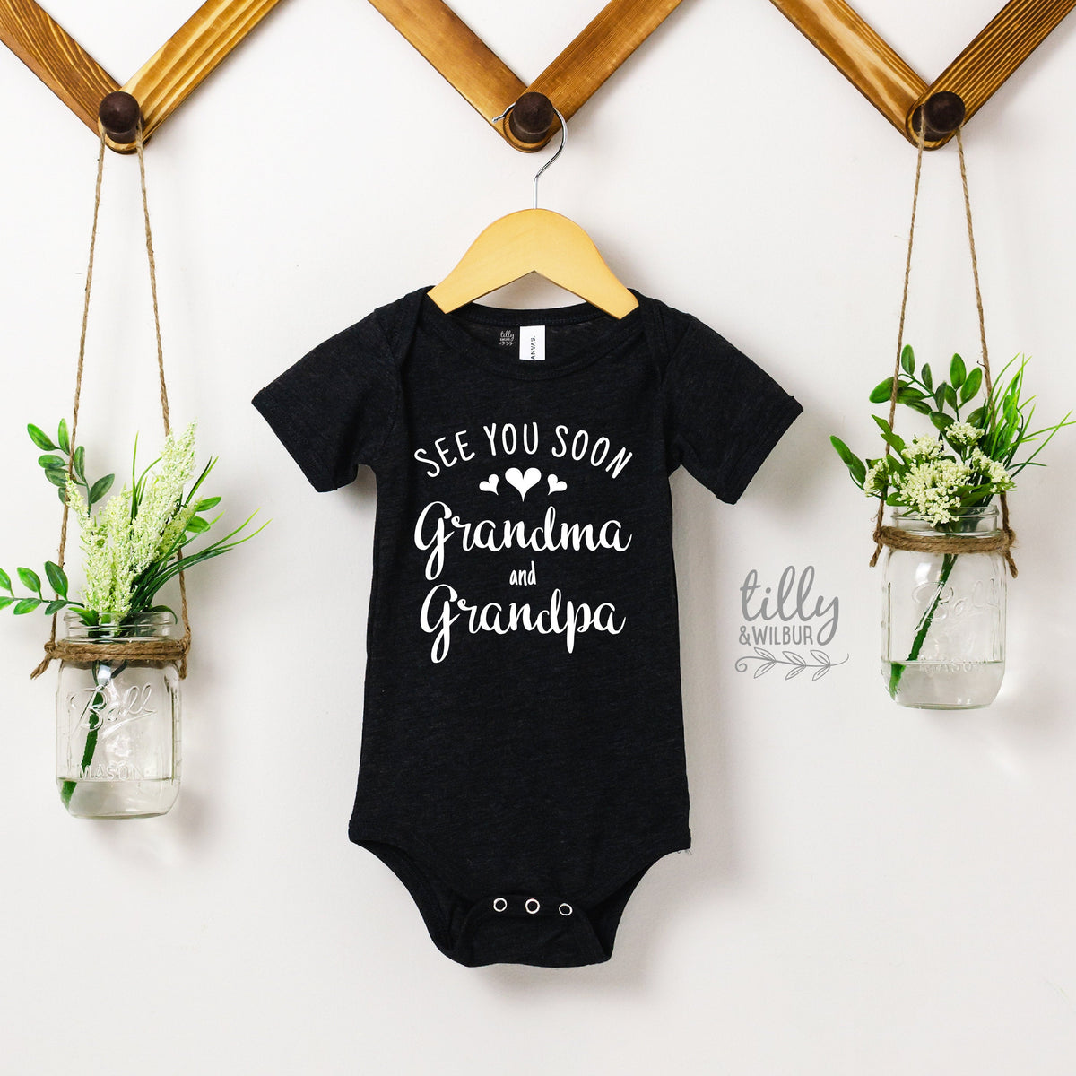 See You Soon Grandma And Grandpa Baby Bodysuit, Hello Grandma &amp; Grandpa Bodysuit, Pregnancy Announcement To Grandparents, First Grandbaby