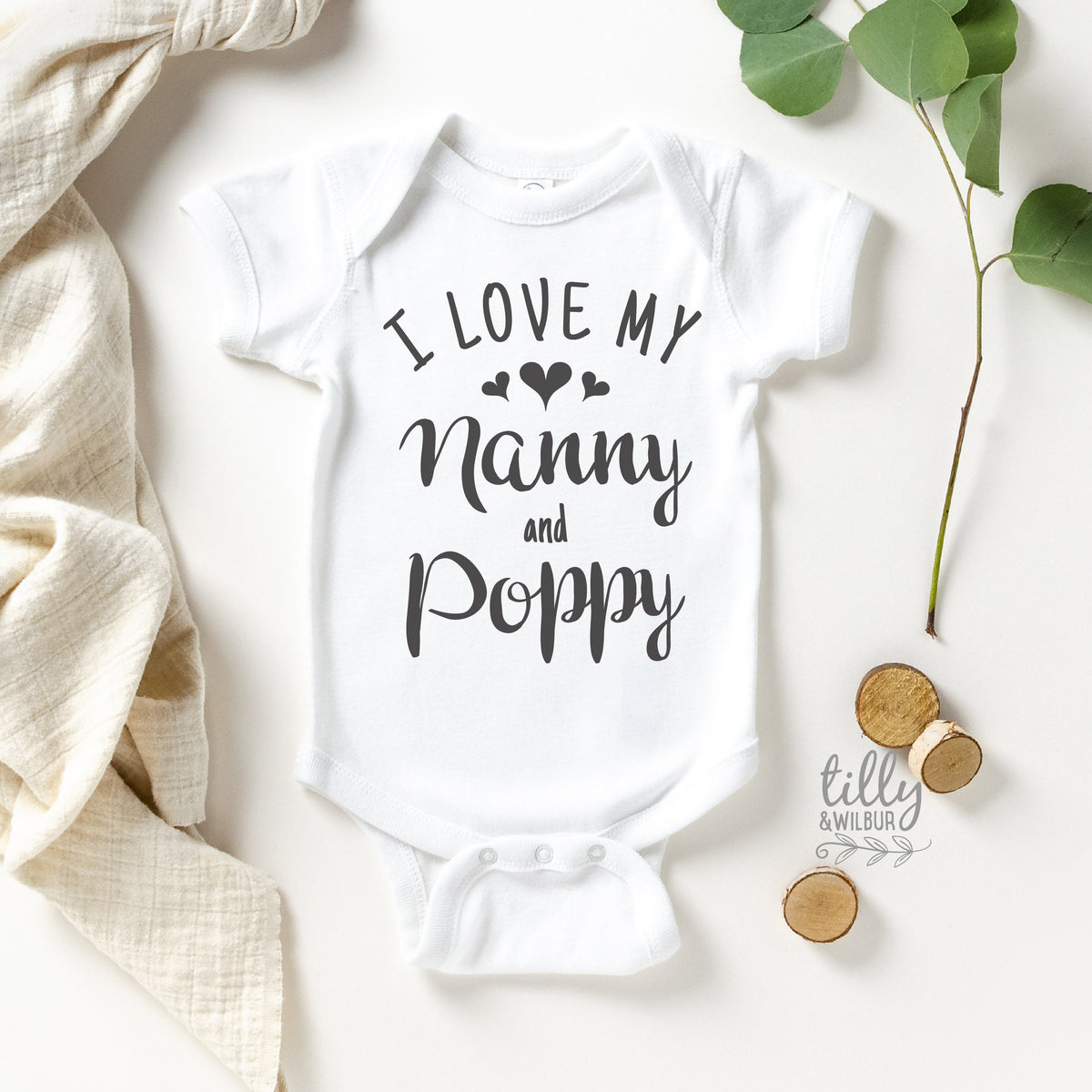 I Love My Nanny And Poppy Baby Bodysuit, Hello Grandma &amp; Grandpa, Pregnancy Announcement To Grandparents, New Grandchild Gift, Nana, Oma