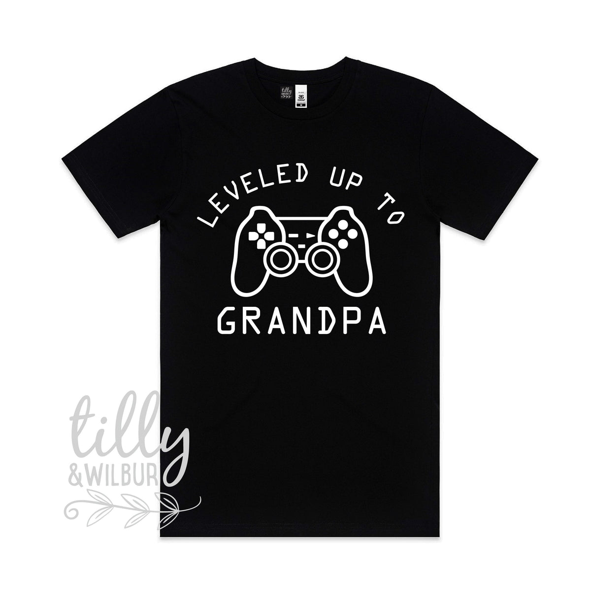 Leveled Up To Grandpa Men&amp;#39;s T-Shirt, Pregnancy Announcement T-Shirt, Gamer Pregnancy Announcement, New Grandparent Gift, 1st Grandbaby, Pop