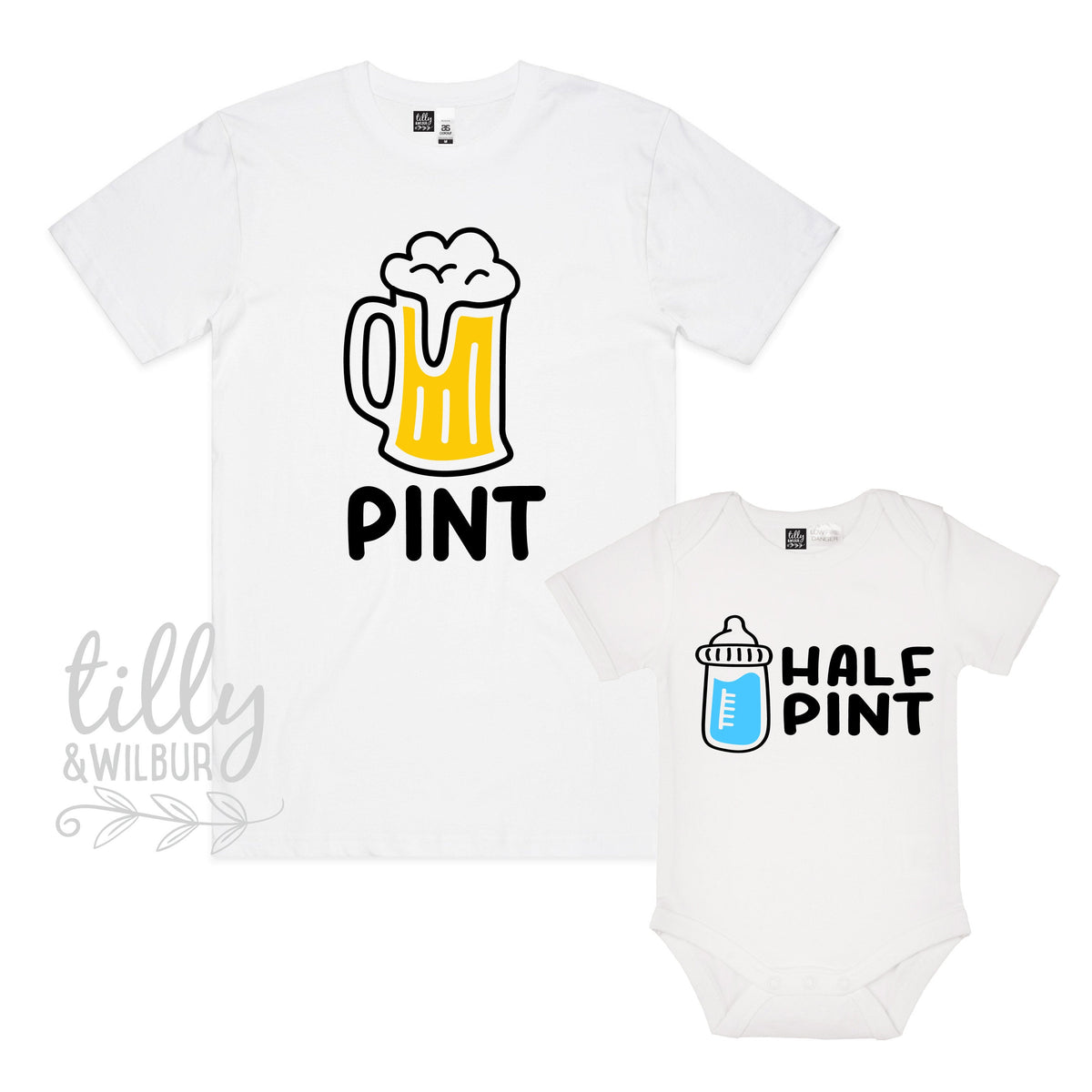 Pint Half Pint Father Son Matching Shirts, Matching Dad And Baby, Matching Daddy Daughter, Father&amp;#39;s Day Gift, Newborn New Dad Gift, Drinking