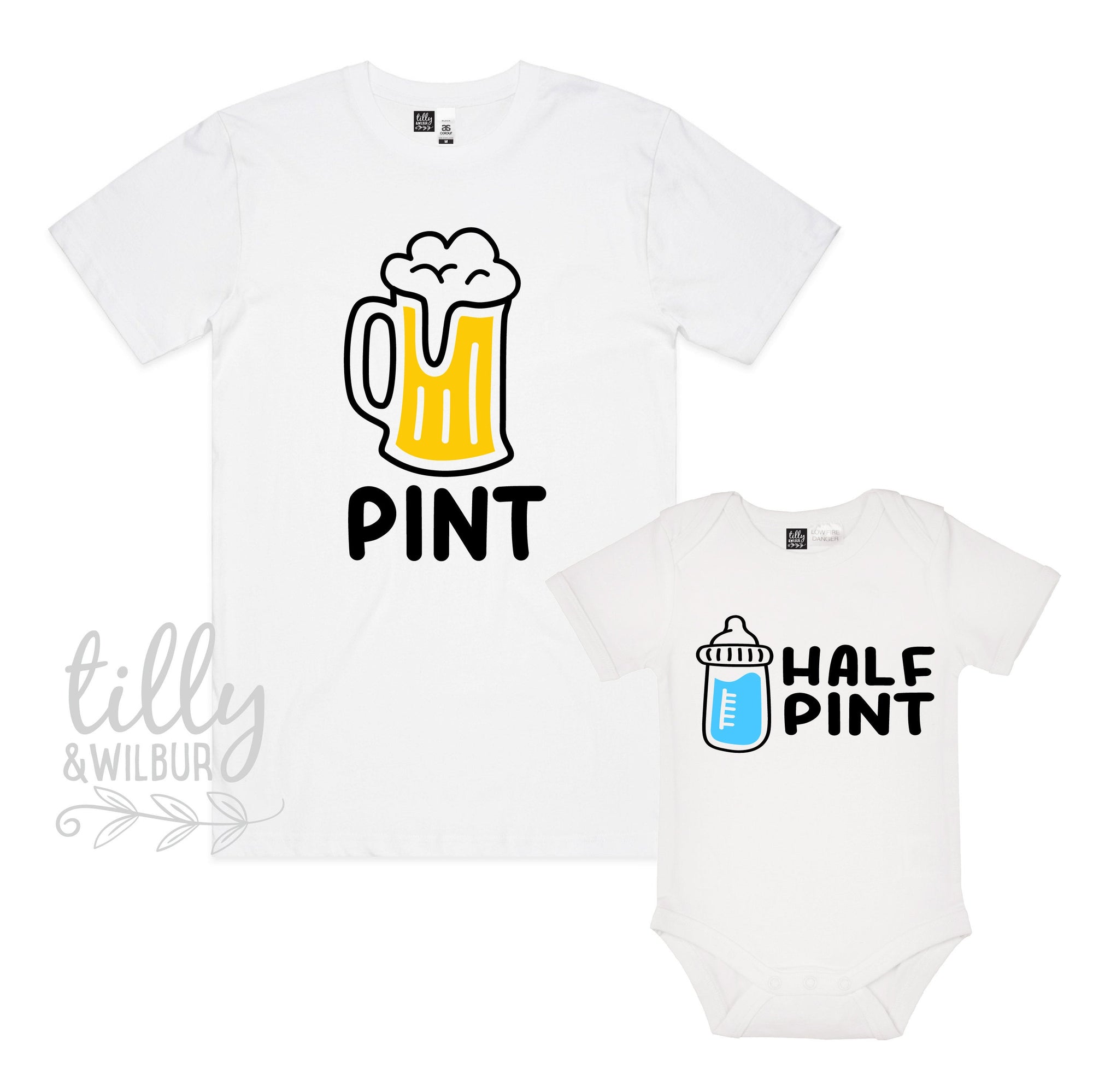 Pint Half Pint Father Son Matching Shirts, Matching Dad And Baby, Matching Daddy Daughter, Father&#39;s Day Gift, Newborn New Dad Gift, Drinking