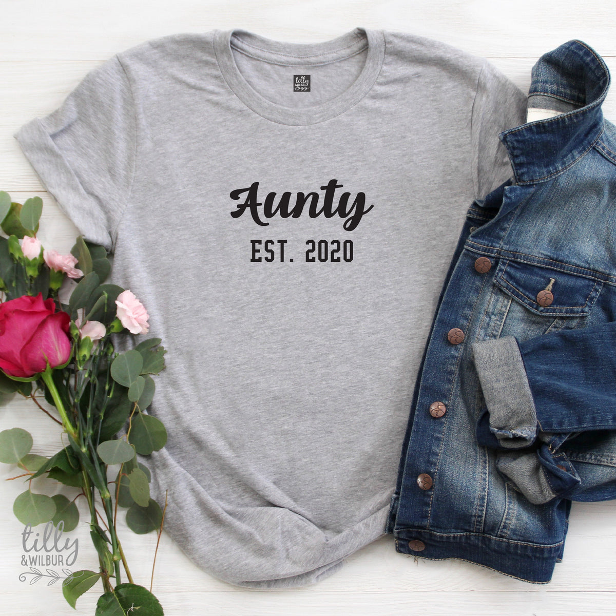 Aunty Est. T-Shirt, Personalised Pregnancy Announcement Shirt, I&amp;#39;m Going To Be An Aunty, Baby Shower Gift, Women&amp;#39;s Clothing, Aunty, Auntie