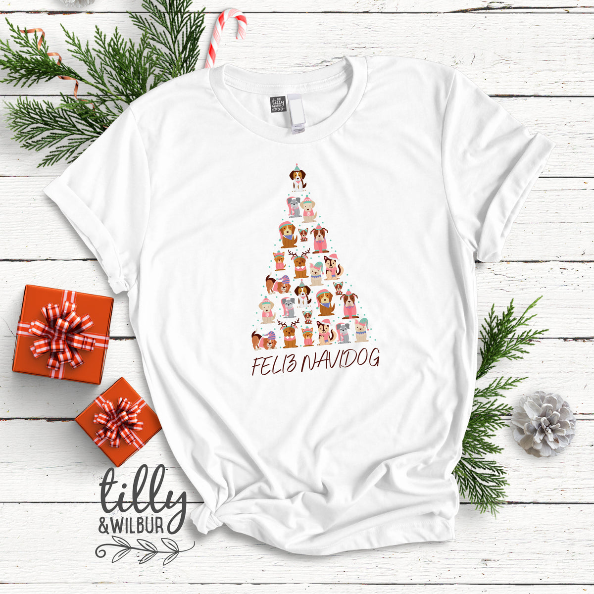 Feliz Navidog Christmas T-Shirt, Dog T-Shirt, Christmas Dog T-Shirt, Dog Christmas T-Shirt, Women&amp;#39;s Dog T-Shirt, Dog Lovers T-Shirt, Spain