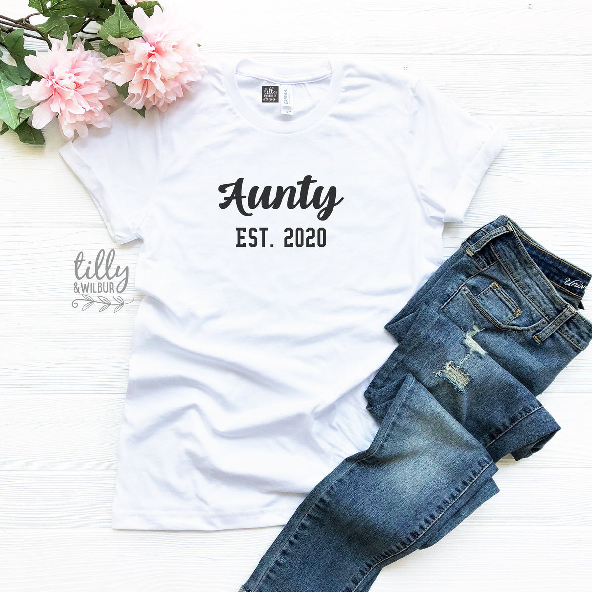 Aunty Est. T-Shirt, Personalised Pregnancy Announcement Shirt, I&amp;#39;m Going To Be An Aunty, Baby Shower Gift, Women&amp;#39;s Clothing, Aunty, Auntie