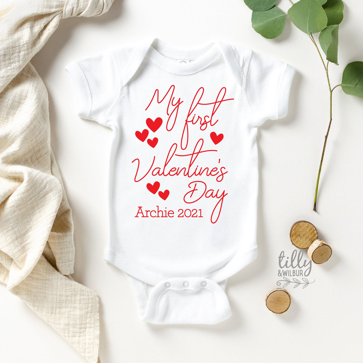 Personalised My First Valentine&amp;#39;s Day 2021 Baby Bodysuit, Personalised Valentine&amp;#39;s Day Bodysuit, 1st Valentine&amp;#39;s Day, Valentine&amp;#39;s Day 2020