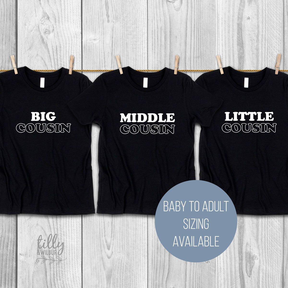 Matching Cousin T-Shirt Set, Big Cousin Middle Cousin Little Cousin, Big Cuz, Pregnancy Announcement, Reveal Outfits, Matching Cousins