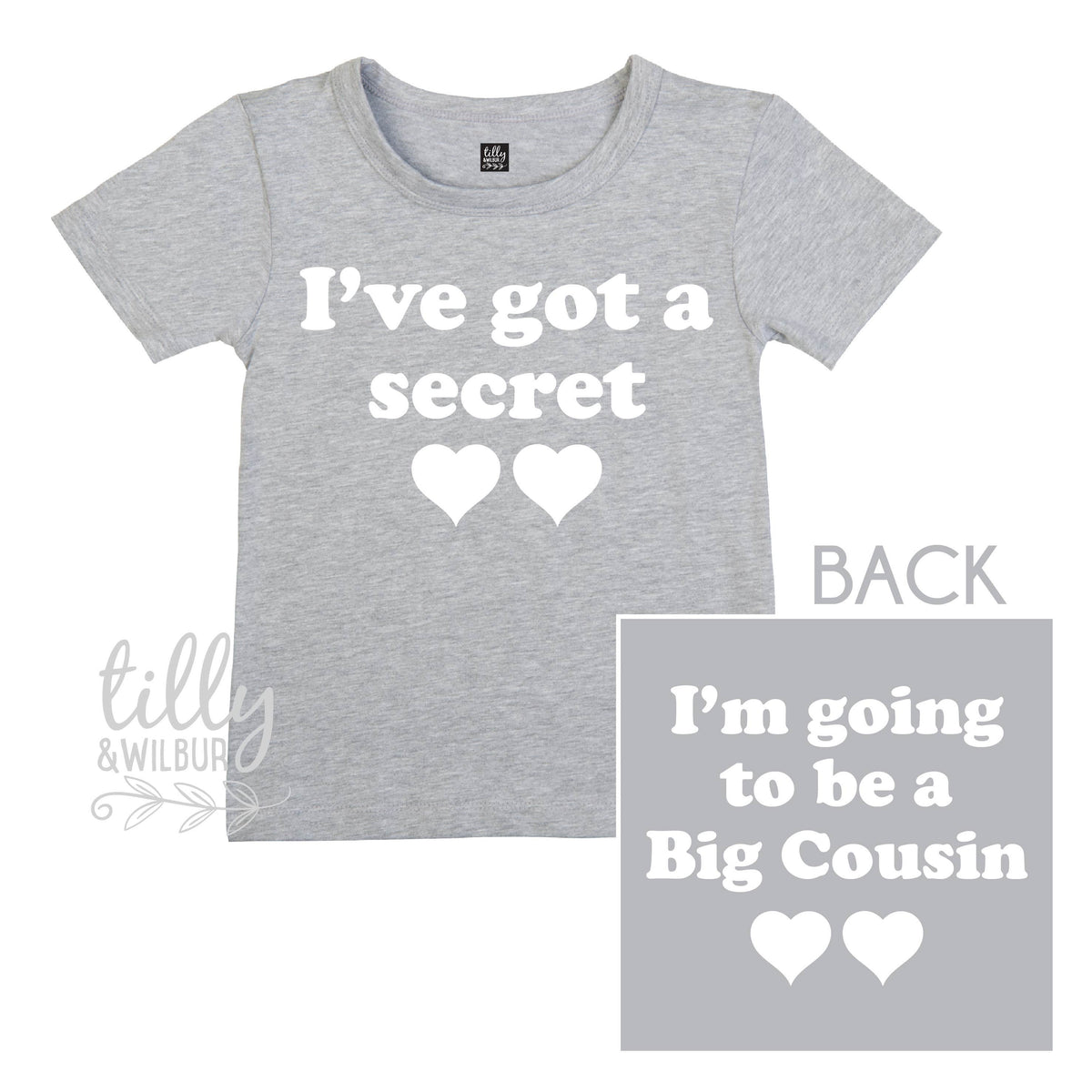 I&amp;#39;ve Got A Secret, I&amp;#39;m Going To Be A Big Cousin T-Shirt for Girls, Front And Back Design, Big Cousin Shirt, Pregnancy Announcement, Big Cuz