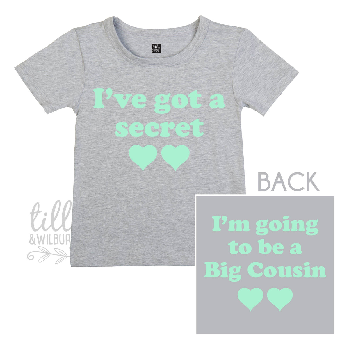 I&amp;#39;ve Got A Secret, I&amp;#39;m Going To Be A Big Cousin T-Shirt for Girls, Front And Back Design, Big Cousin Shirt, Pregnancy Announcement, Big Cuz