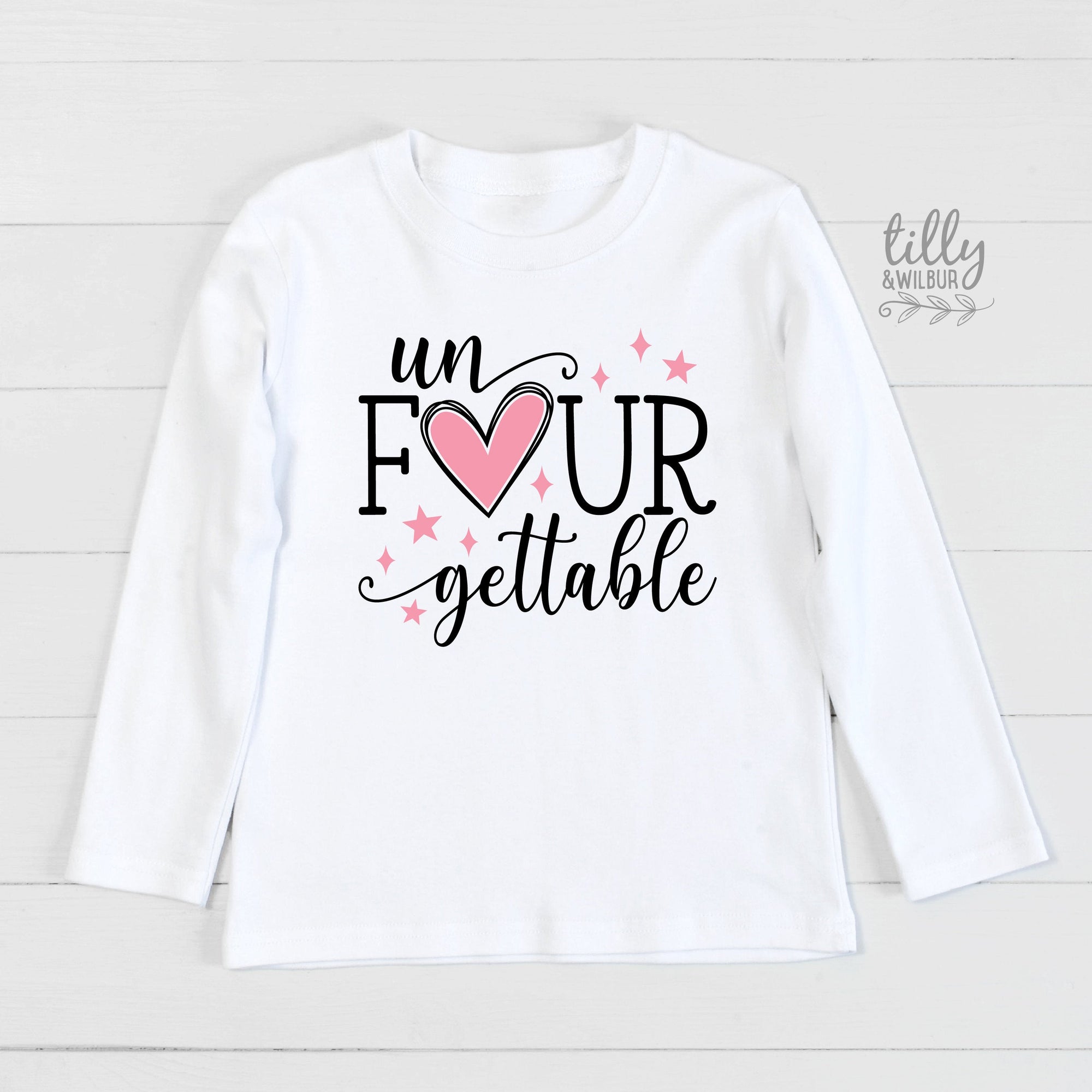 Unfourgettable T-Shirt, Four Year Birthday T-Shirt, 4th Birthday, Fourth Birthday Outfit Girl, 4th Birthday, I Am Four Girl, Birthday Girl