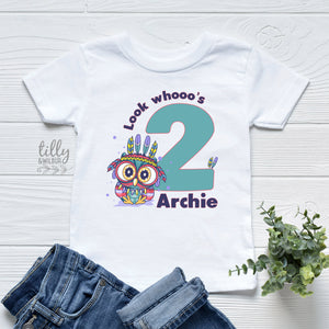 Look Whooo&#39;s Two Birthday T-Shirt, Two Wild Boys Birthday T-Shirt, Two Wild Birthday, 2 Year Old Boy, Personalised 2nd Birthday Owl T-Shirt