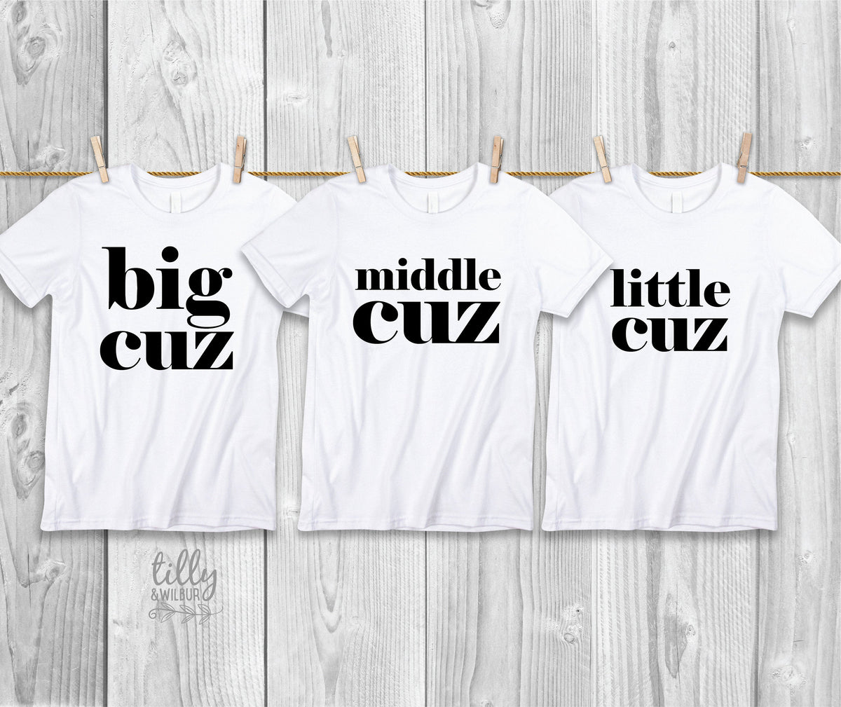 Big Cuz Middle Cuz Little Cuz Cousin T-Shirt Bodysuit Set For Girls And Boys, Big Cousin Middle Cousin Little Cousin, Pregnancy Announcement