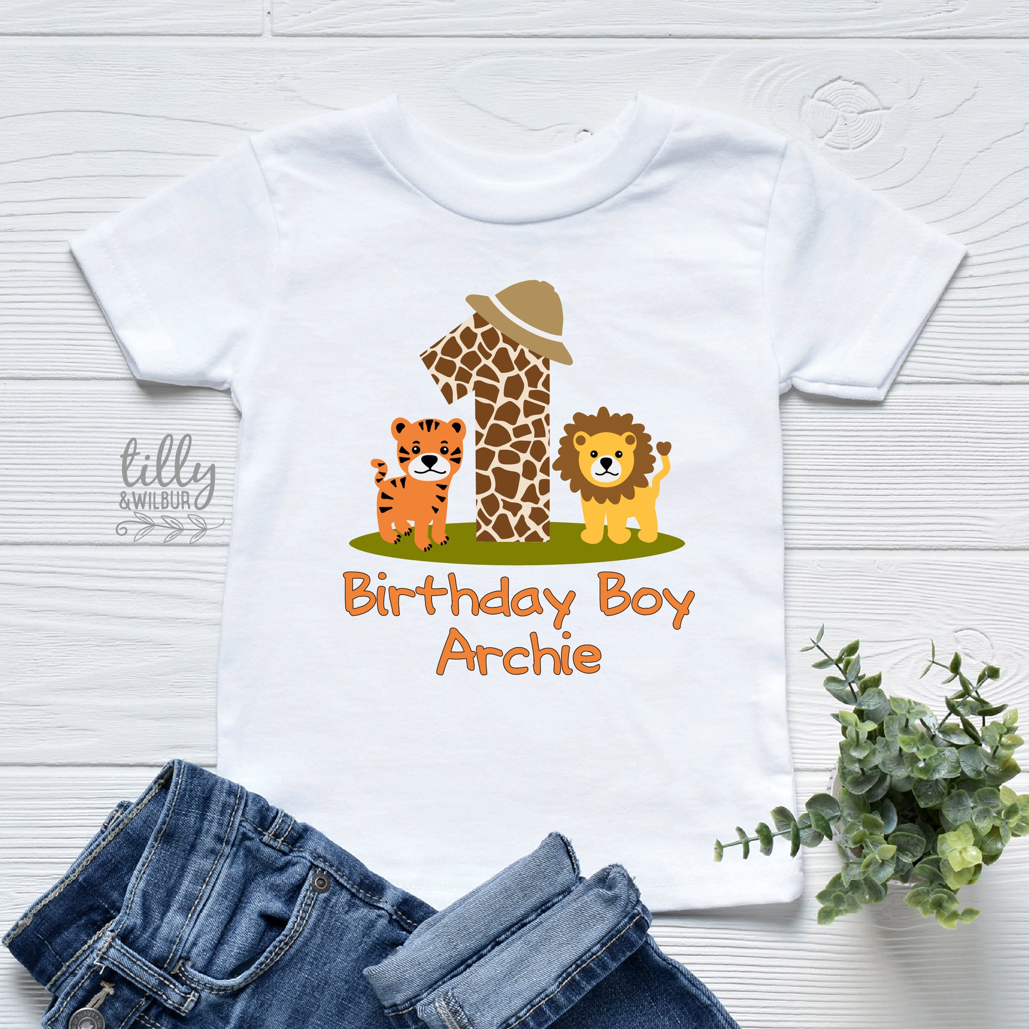 Safari Jungle 1st Birthday T-Shirt, Lion Tiger Jungle First Birthday, Boy Birthday TShirt, 1st Birthday T-Shirt, Personalised First Birthday