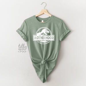 Motherhood Is A Walk In The Park Women&#39;s T-Shirt, Funny Mum Tee, Dinosaur Mum Shirt, Mother&#39;s Day Gift, Jurassic Park Mum Gift, Mamasaurus