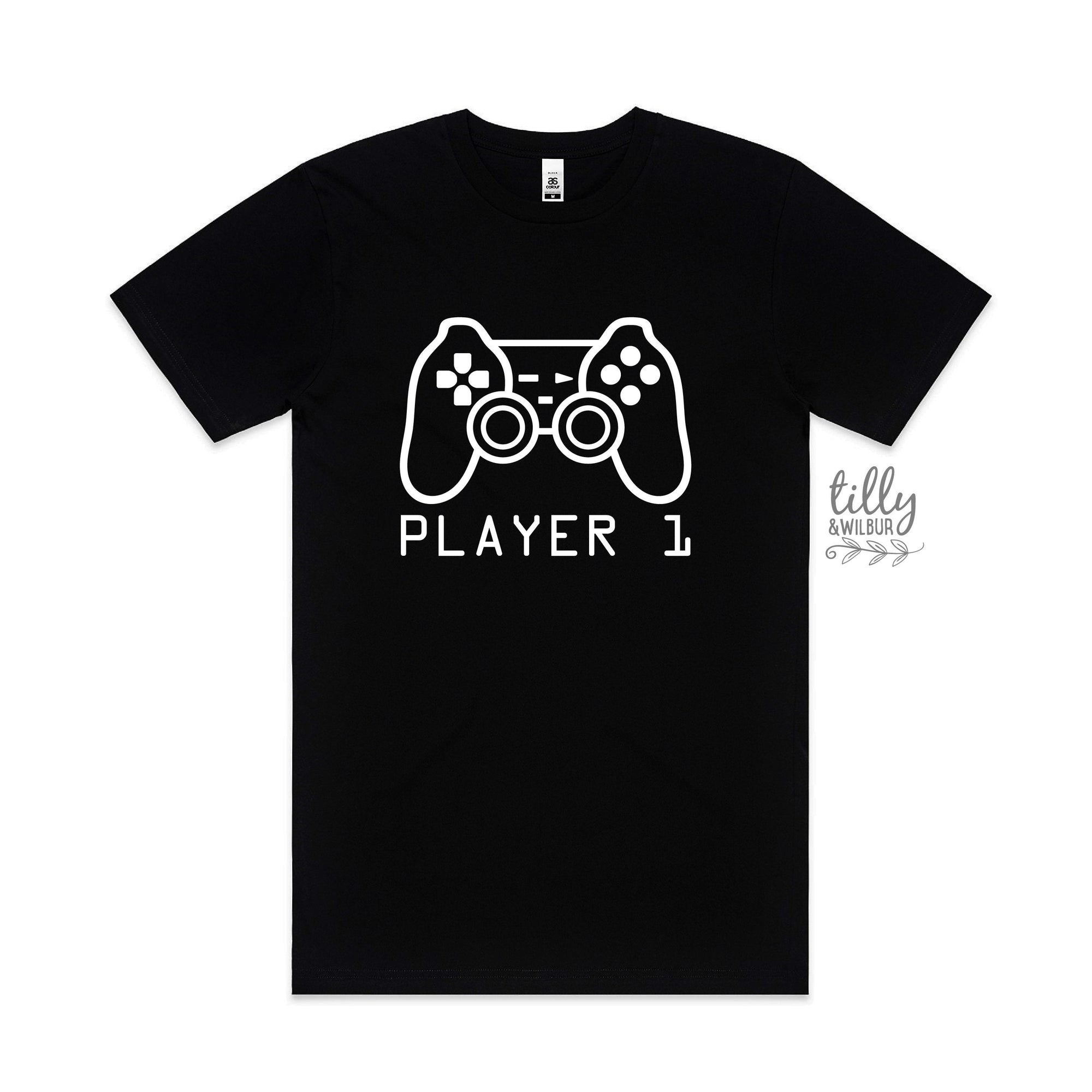 Player 1 T-Shirt, Part Of Player 1 Player 2 Set, Father Son Matching Shirts, Matching Dad Baby, Gaming, Father&#39;s Day Gift, Video Gift, Gamer