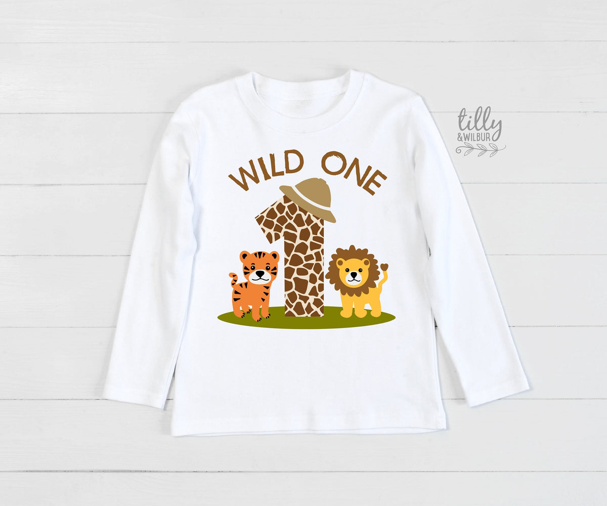 Safari Animal First Birthday T-Shirt, Safari Baby Birthday Gift, 1st Birthday Boy T-Shirt, 1st Birthday Baby Outfit, Jungle Animal Theme