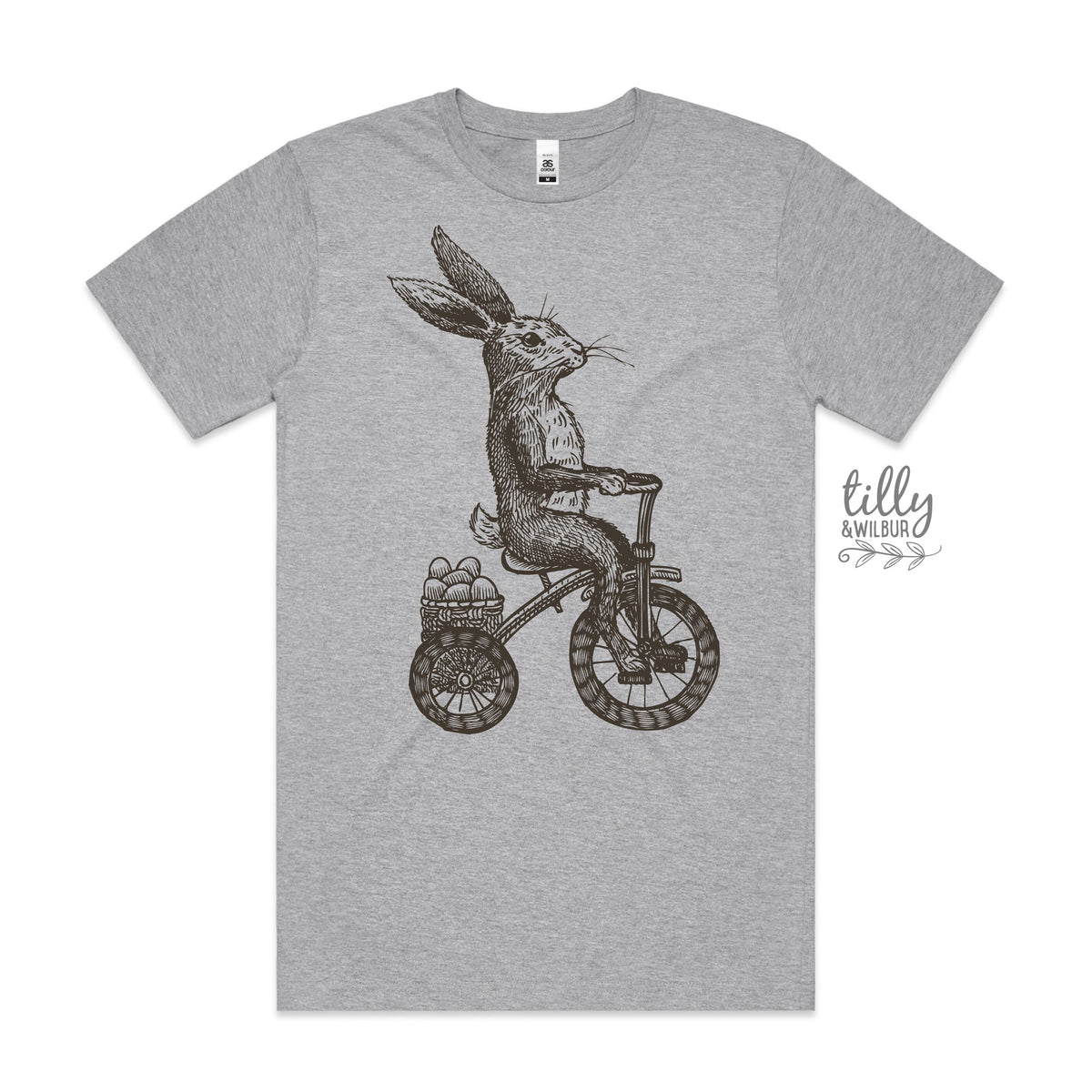 Easter T-Shirt, Men&#39;s Easter T-Shirt, Easter Egg Hunt T-Shirt, Men&#39;s Easter Gift, Mens Easter Outfit, Vintage Rabbit On Bicycle Illustration