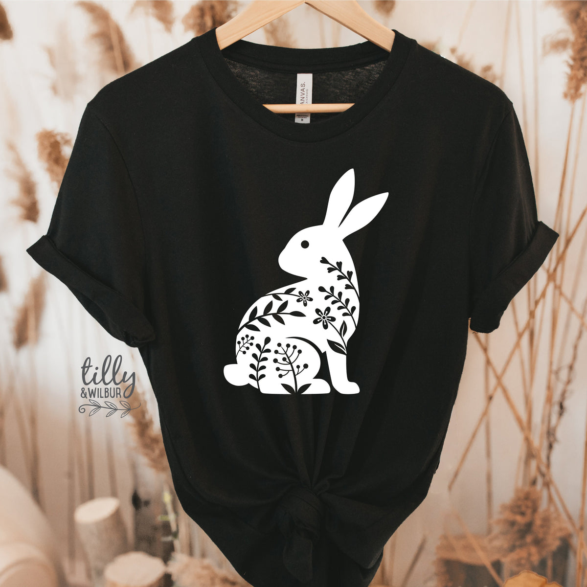 Easter T-Shirt For Women, Bunny Rabbit Silhouette Print, Easter Bunny Shirt, Easter Egg Hunt, Easter Gift, Women&#39;s Easter T-Shirt Gift