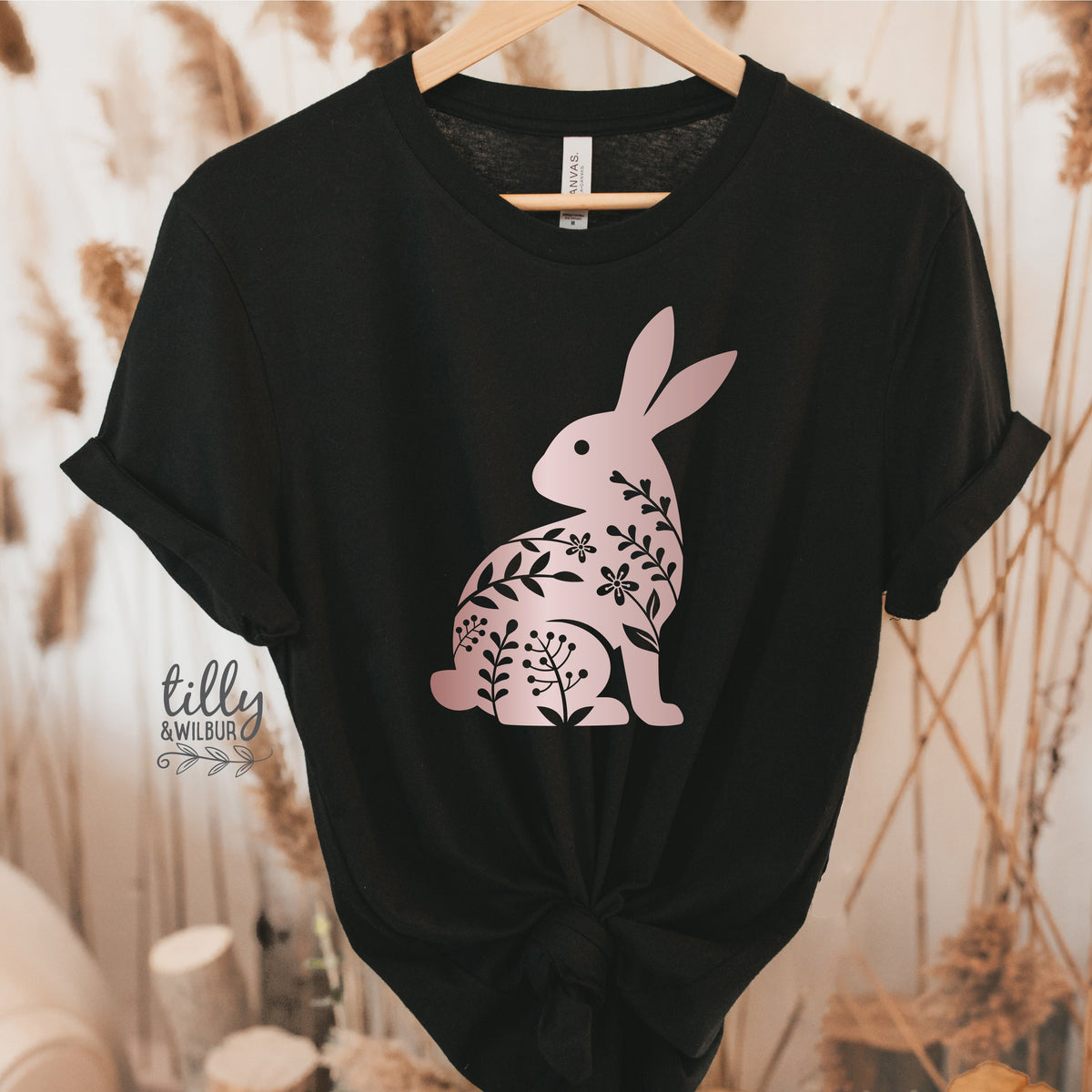 Easter T-Shirt For Women, Bunny Rabbit Silhouette Print, Easter Bunny Shirt, Easter Egg Hunt, Easter Gift, Women&#39;s Easter T-Shirt Gift