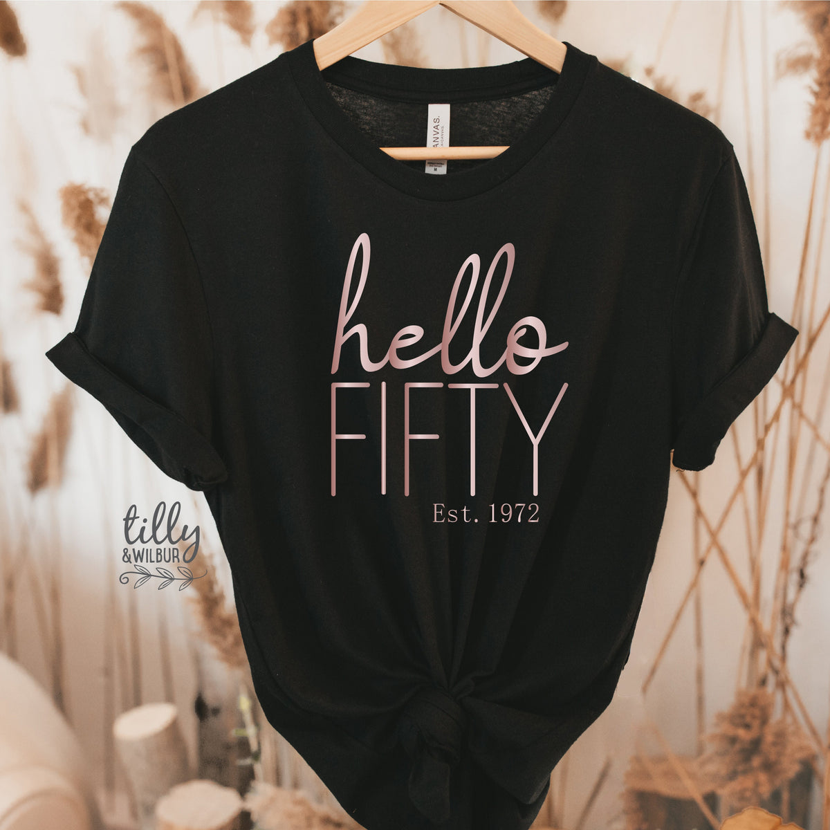 50th Birthday T-Shirt, Hello Fifty Est, Personalised Year, 50 And Fabulous T-Shirt, Women&#39;s 50th Birthday T-Shirt, Women&#39;s 50th Birthday