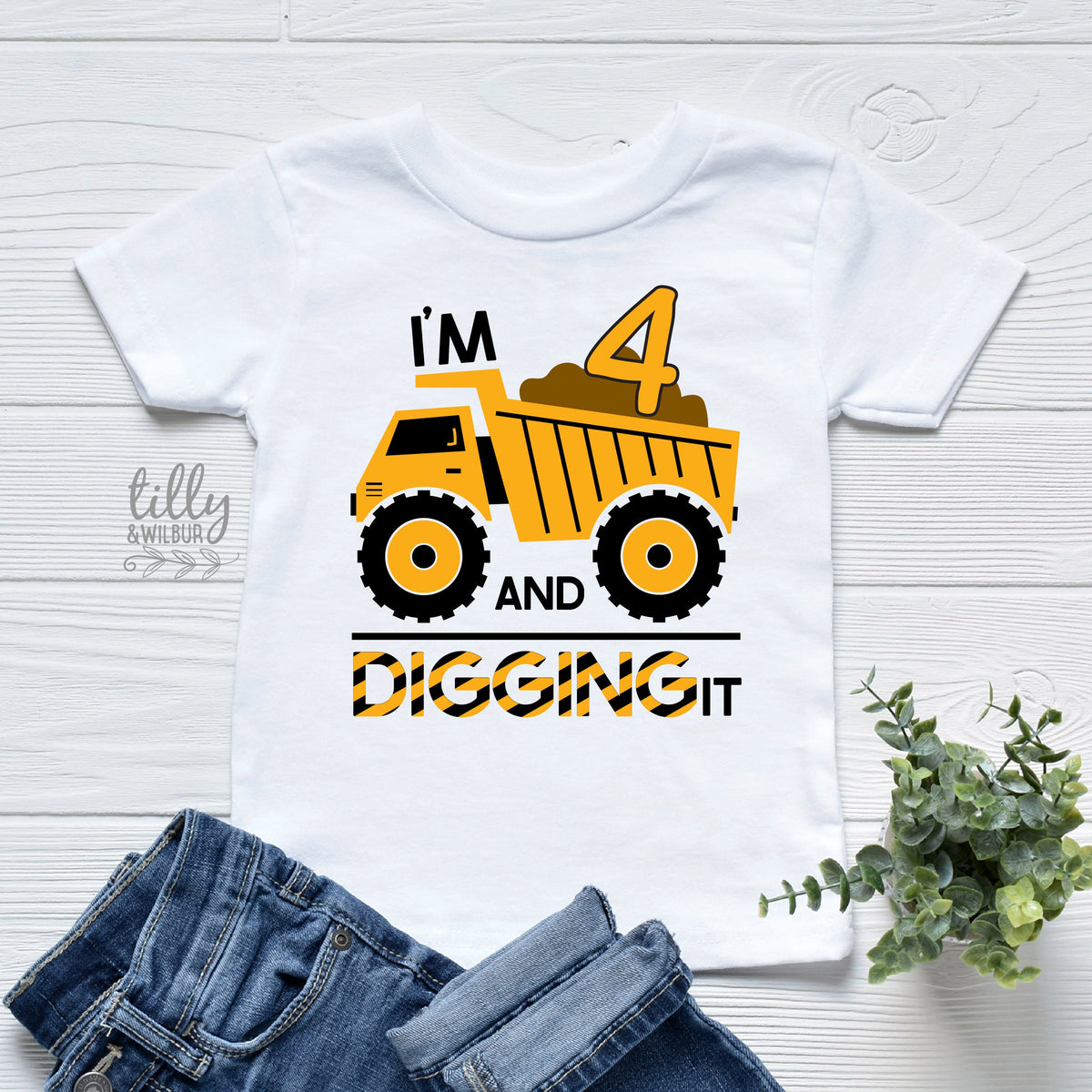 I&#39;m Four And Digging It T-Shirt, I Dig Being Four Birthday T-Shirt, 4th Birthday T-Shirt, Birthday Party T-Shirt, Four Birthday Gift, Boy 4