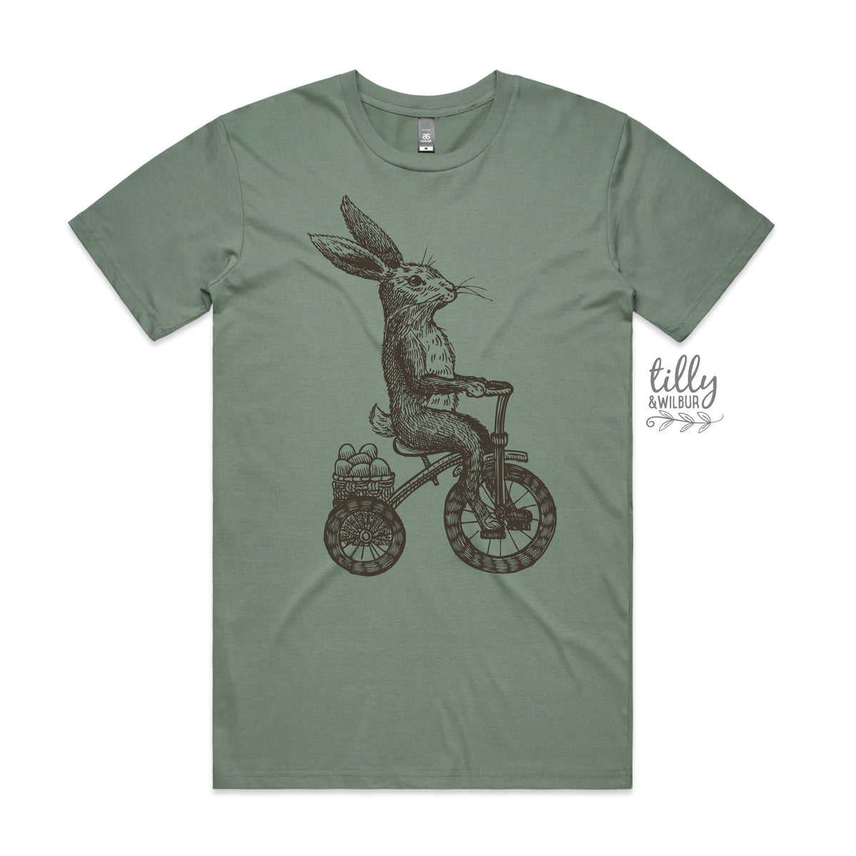 Easter T-Shirt, Men&#39;s Easter T-Shirt, Easter Egg Hunt T-Shirt, Men&#39;s Easter Gift, Mens Easter Outfit, Vintage Rabbit On Bicycle Illustration