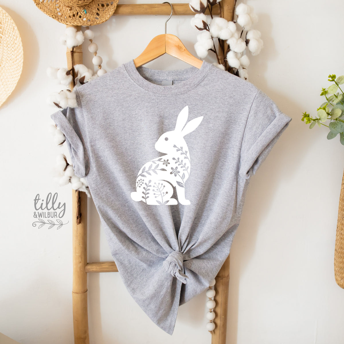 Easter T-Shirt For Women, Bunny Rabbit Silhouette Print, Easter Bunny Shirt, Easter Egg Hunt, Easter Gift, Women&#39;s Easter T-Shirt Gift