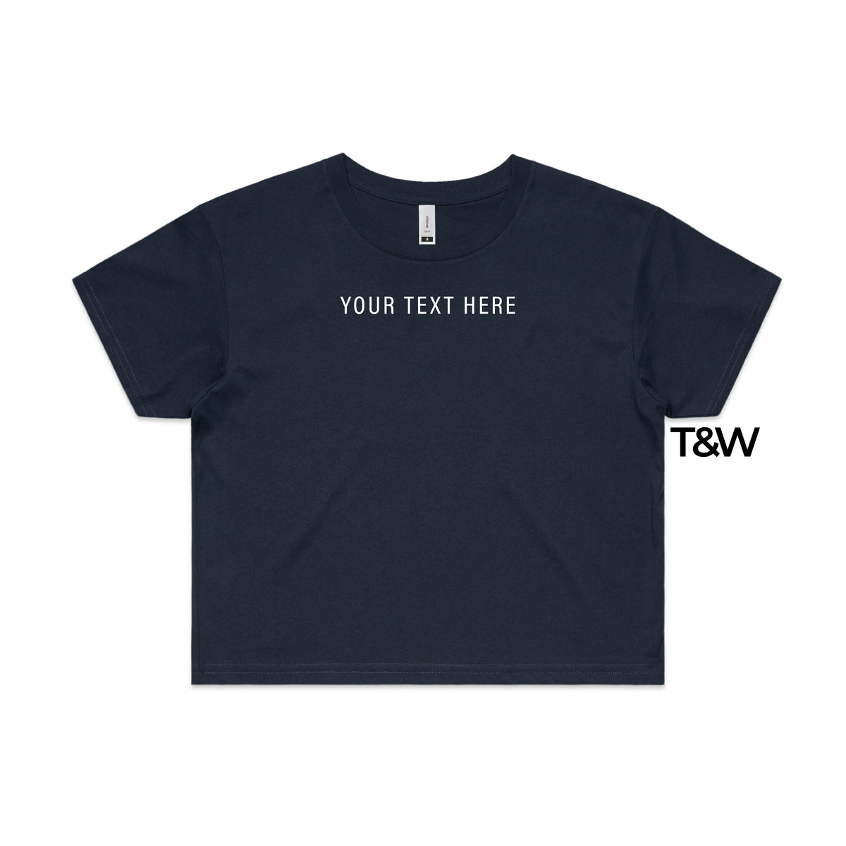 Women&#39;s Crop T-Shirt, Your Text Here Cropped T-Shirt, Design Your Own T-Shirt, Custom Text Here T-Shirt, Custom Womens Shirt, NAVY crop top