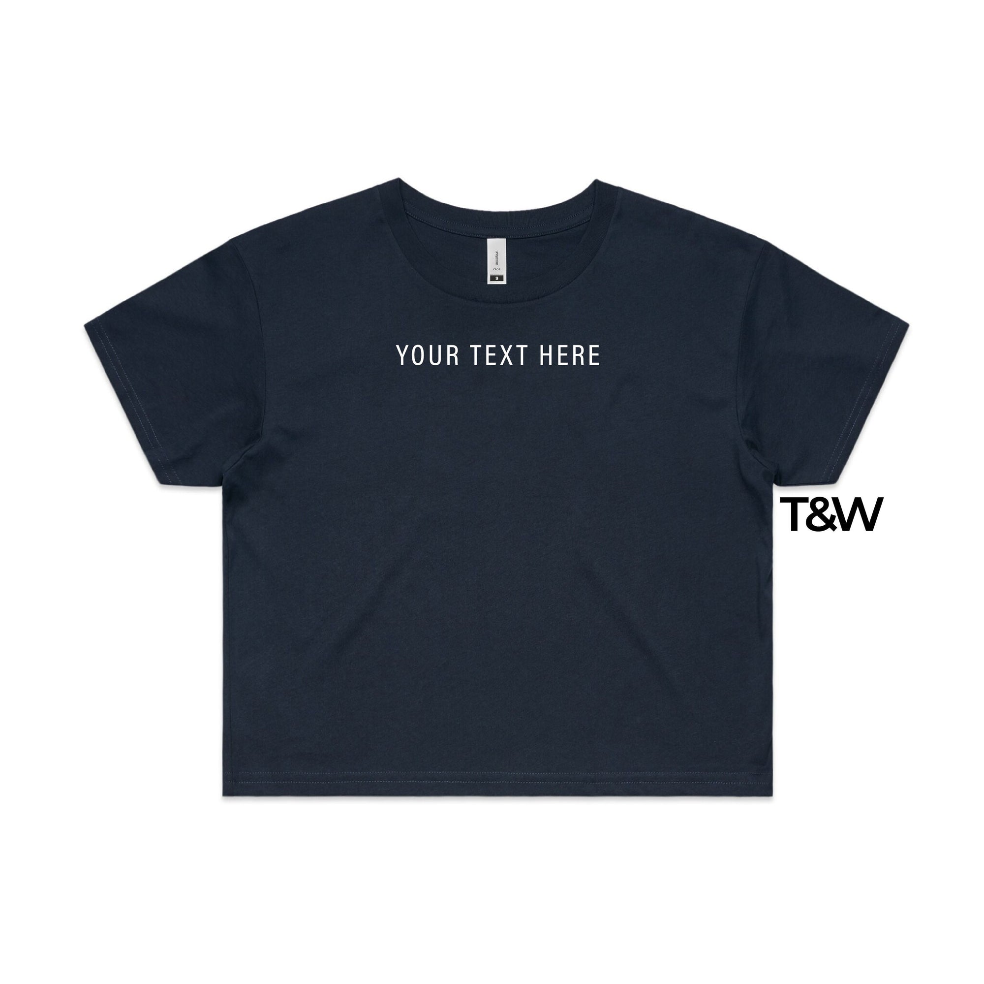 Women's Crop T-Shirt, Your Text Here Cropped T-Shirt, Design Your Own T-Shirt, Custom Text Here T-Shirt, Custom Womens Shirt, NAVY crop top