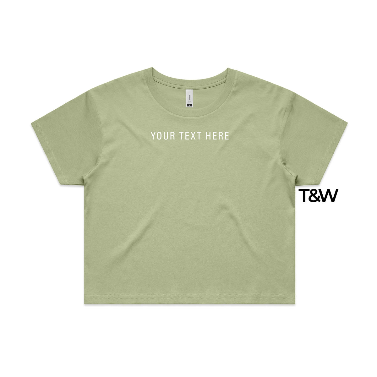 Women&#39;s Crop T-Shirt, Your Text Here Cropped T-Shirt, Design Your Own T-Shirt, Custom Text Here TShirt, Custom Womens Tee, PISTACIO crop top